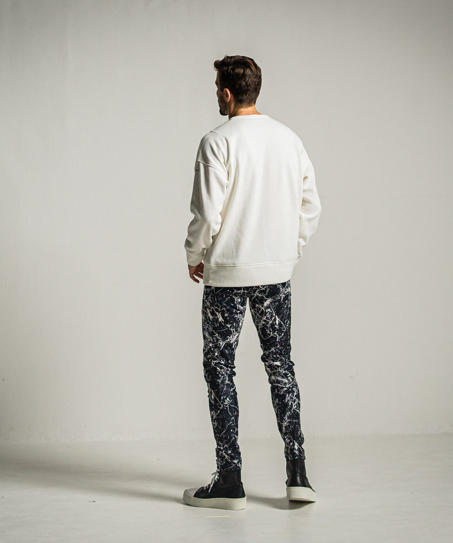 CHRIS EASY PANTS / RC34-ST-016 / ペイント柄イーシーパンツ / ブラック