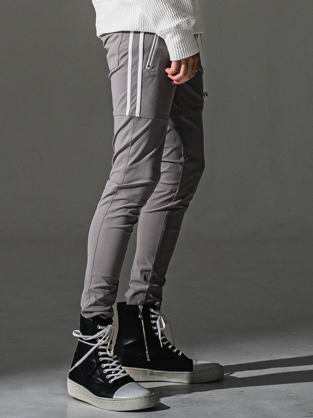 JOHNSON LINE NYLON PT / BASIC-ST-009 / ジョンソンラインナイロンパンツ / グレー×ホワイト (7月下旬入荷予定)