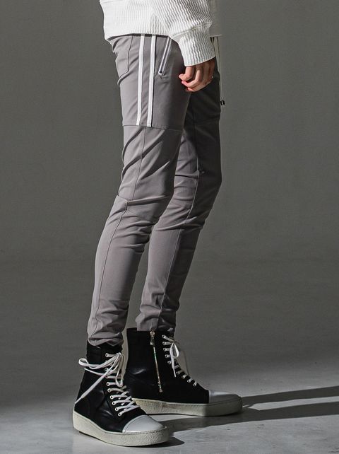 JOHNSON LINE NYLON PT / BASIC-ST-009 / ジョンソンラインナイロンパンツ / グレー×ホワイト (7月下旬入荷予定)