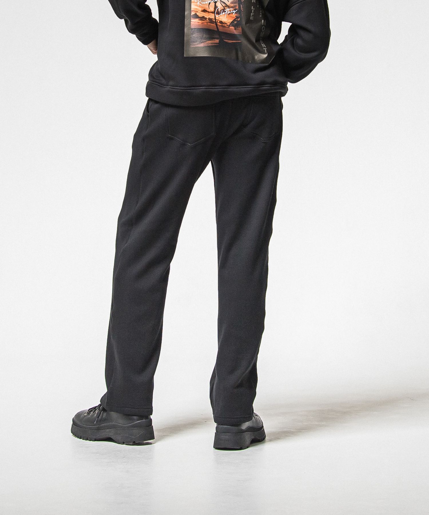 VELOURS FLEECE WIDE TUCK PANTS / RC38-ST-016HWT / 裏起毛スウェットワイドタックパンツ / ブラック (11月中旬入荷予定)