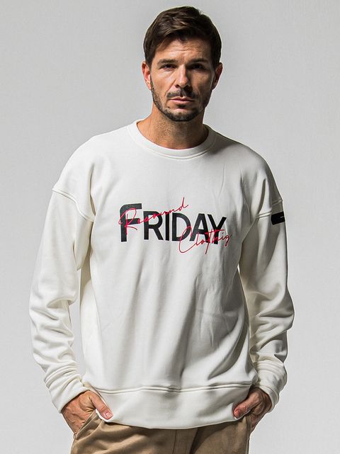 【FRIDAYコラボ】 FRIDAY OLD LOGO VELOURS FLEECE TRAINER / RCF1-C-003 / 裏起毛FRIDAYオールドロゴトレーナー / ホワイト (11月上旬入荷予定)