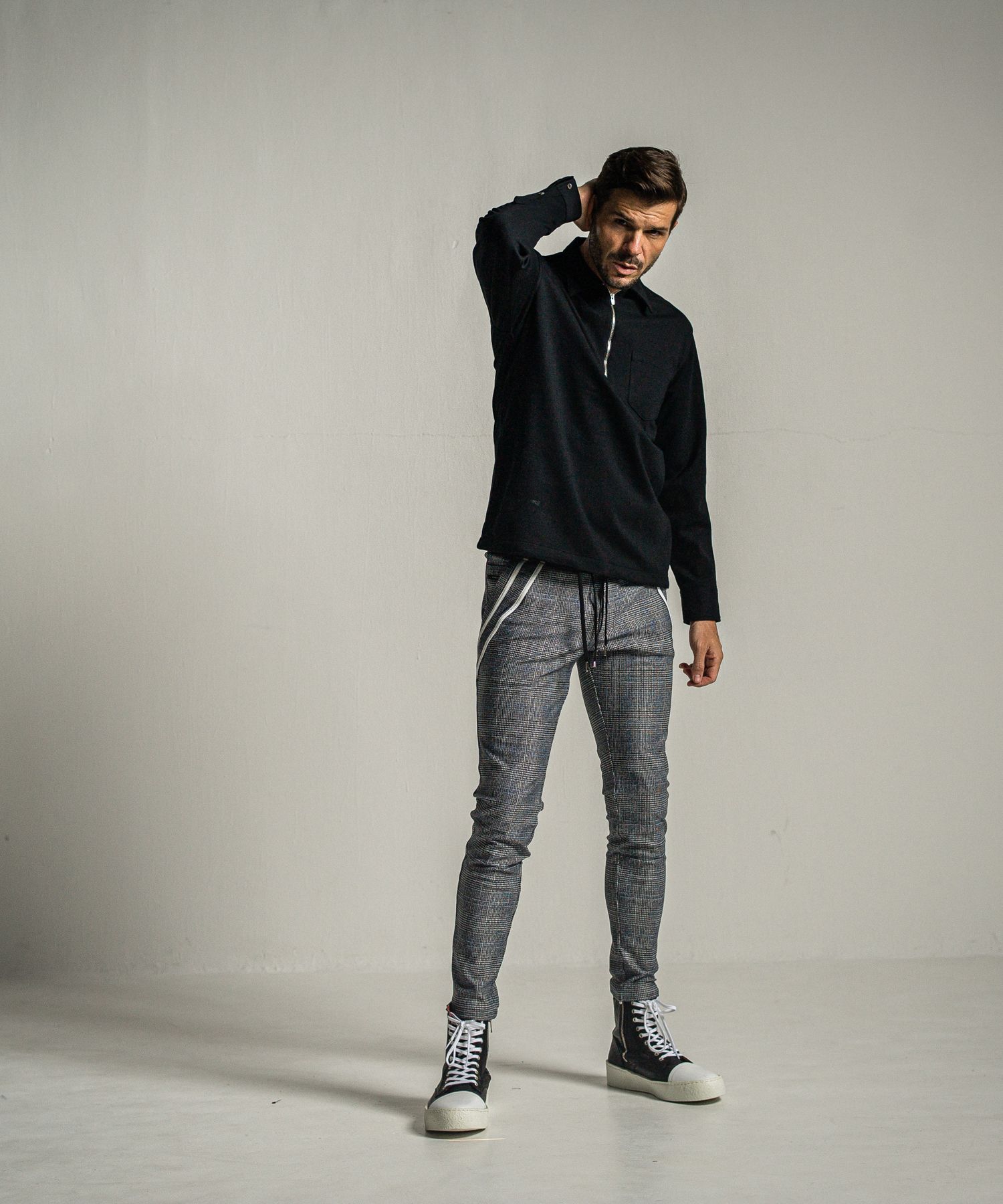 PULLOVER JERSEY SHIRT / RC34-SH-002 / 裏起毛ハーフジップシャツ / ブラック