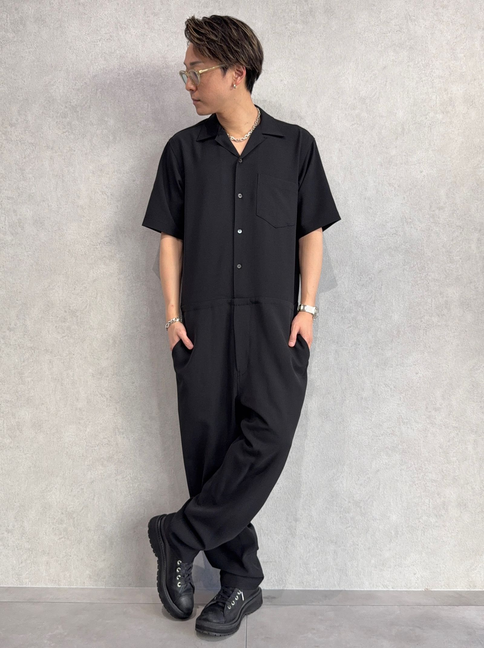 RAGE TWILL HALF ALL IN ONE / DP1-TN-001 / 半袖シャツオールインワン / ブラック