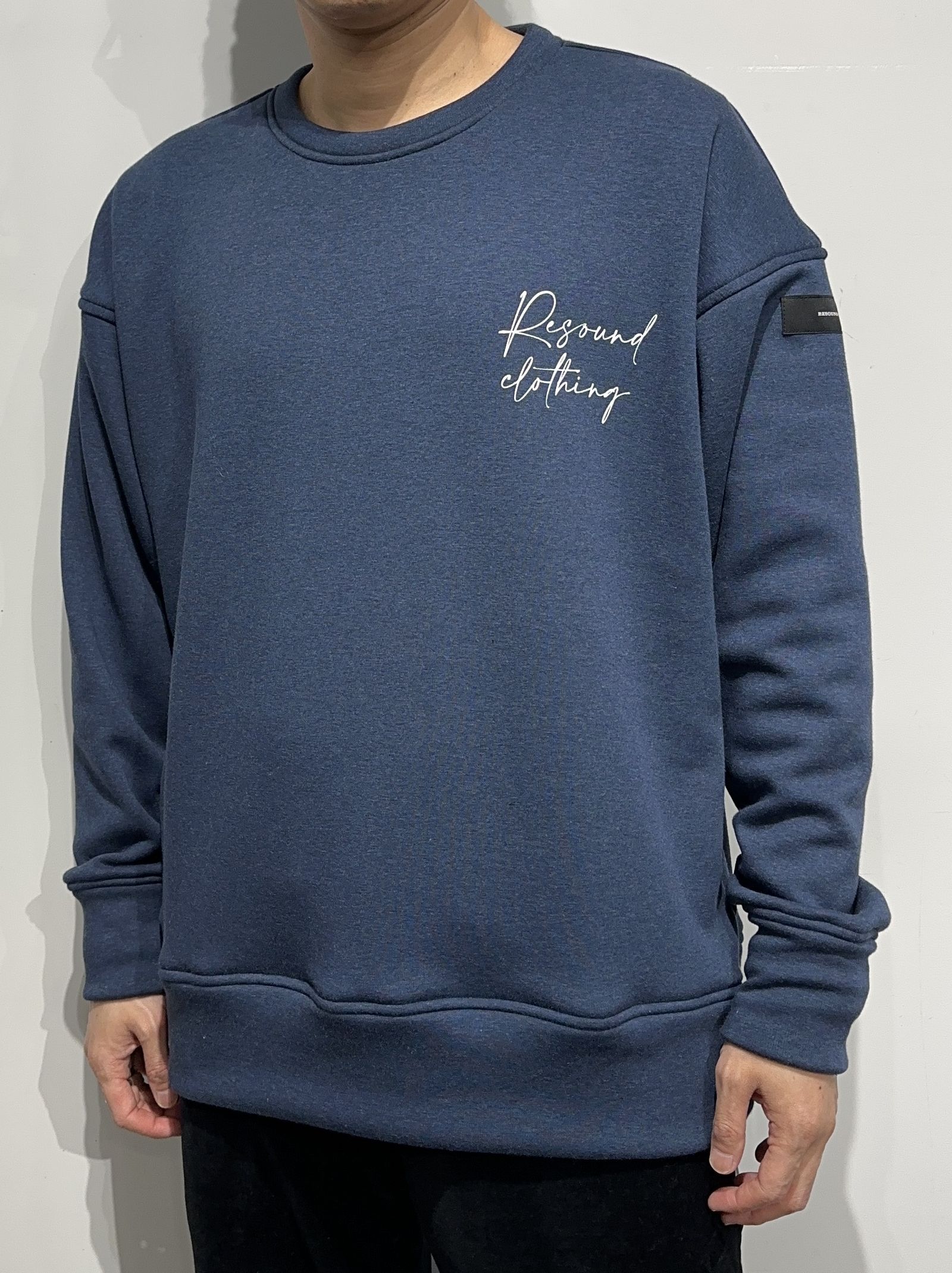 ID VELOURS FLEECE DROP TRAINER / RC34-C-004 / 裏起毛バックロゴトレーナー / ネイビー