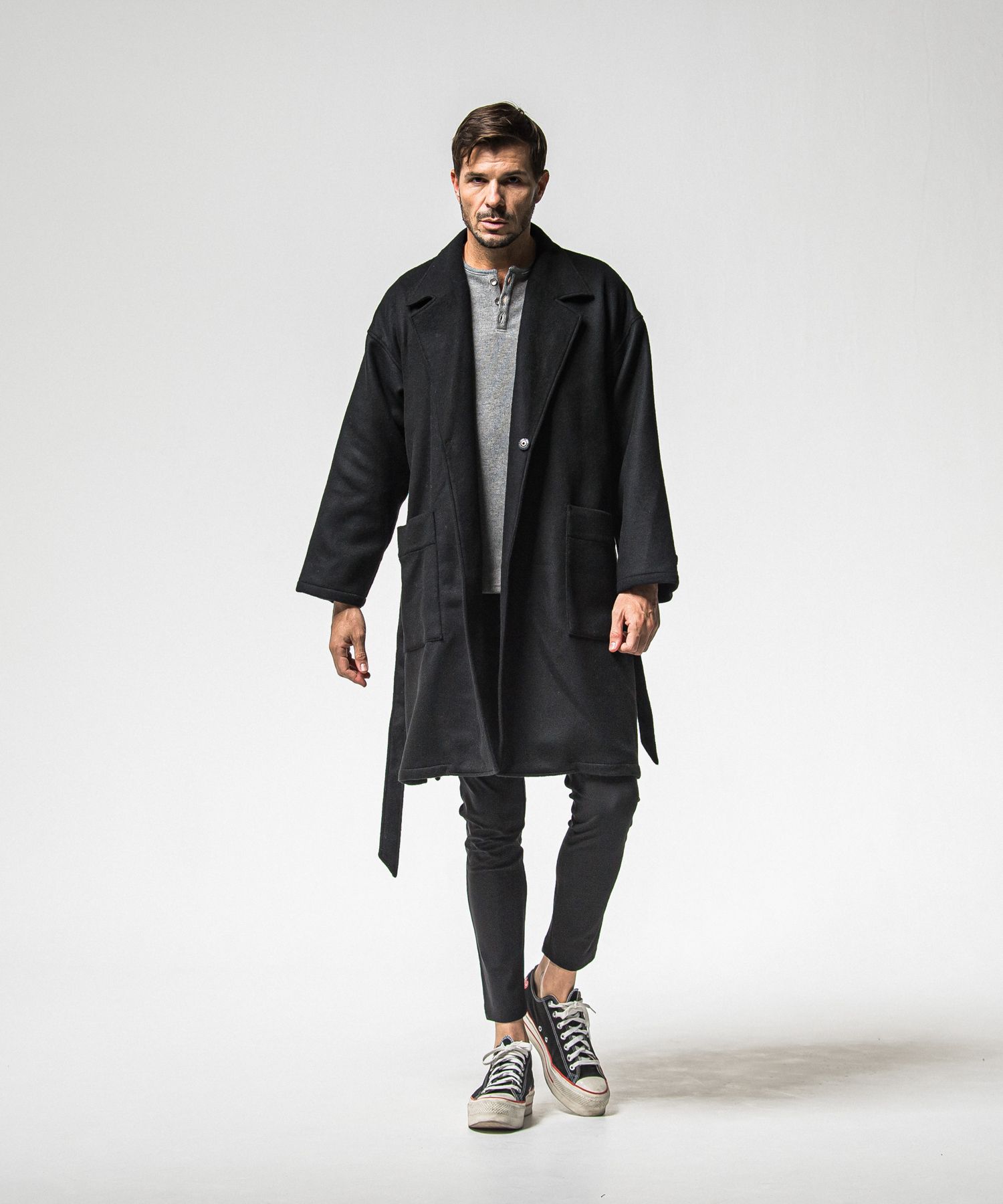 GOWN OVER COAT / RC38-JK-004 / オーバーサイズガウンコート / ブラック (11月上旬入荷予定)