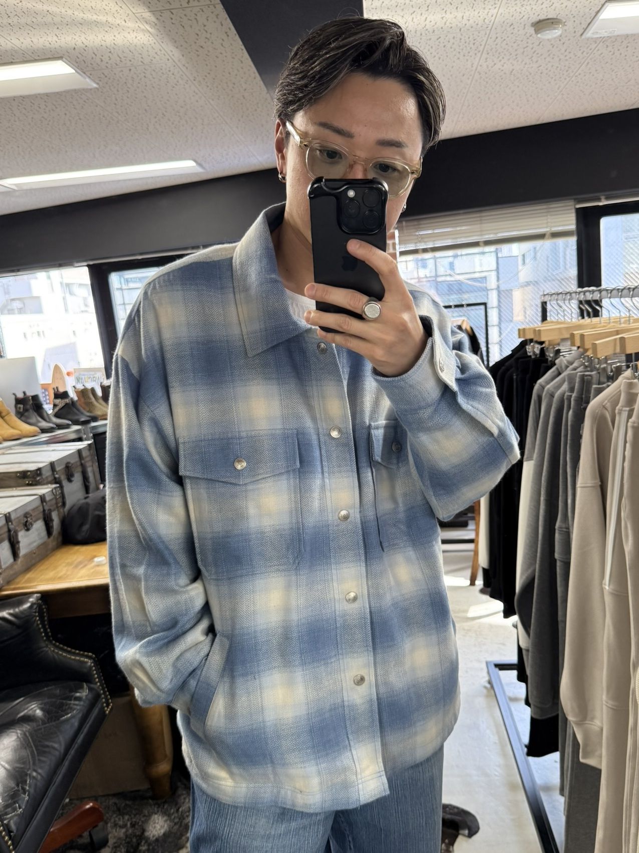 FLANNEL CHECK JK / RC41-JK-006 / フランネルチェックCPOジャケット / サックスブルー (8月下旬入荷予定)