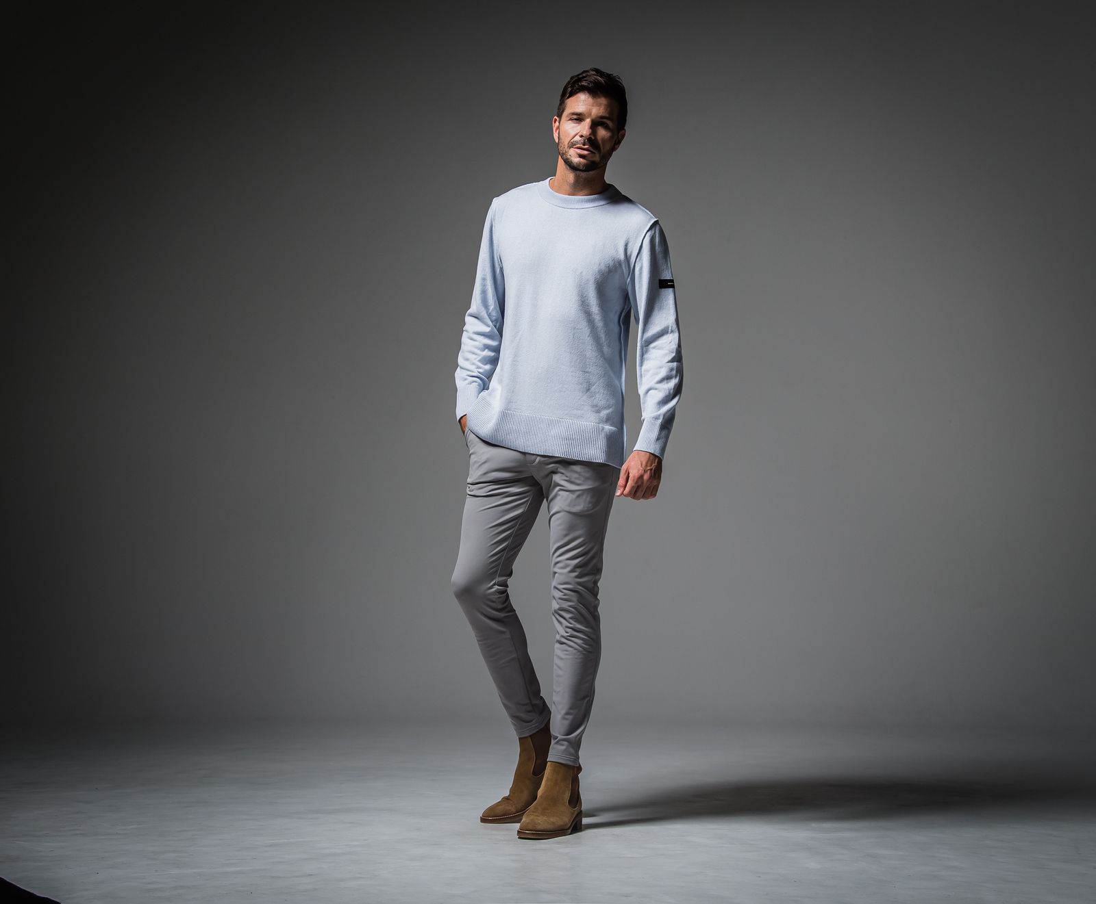 OUT SEAM SWEATER / RC30-K-001 / アウトシームニット / サックス