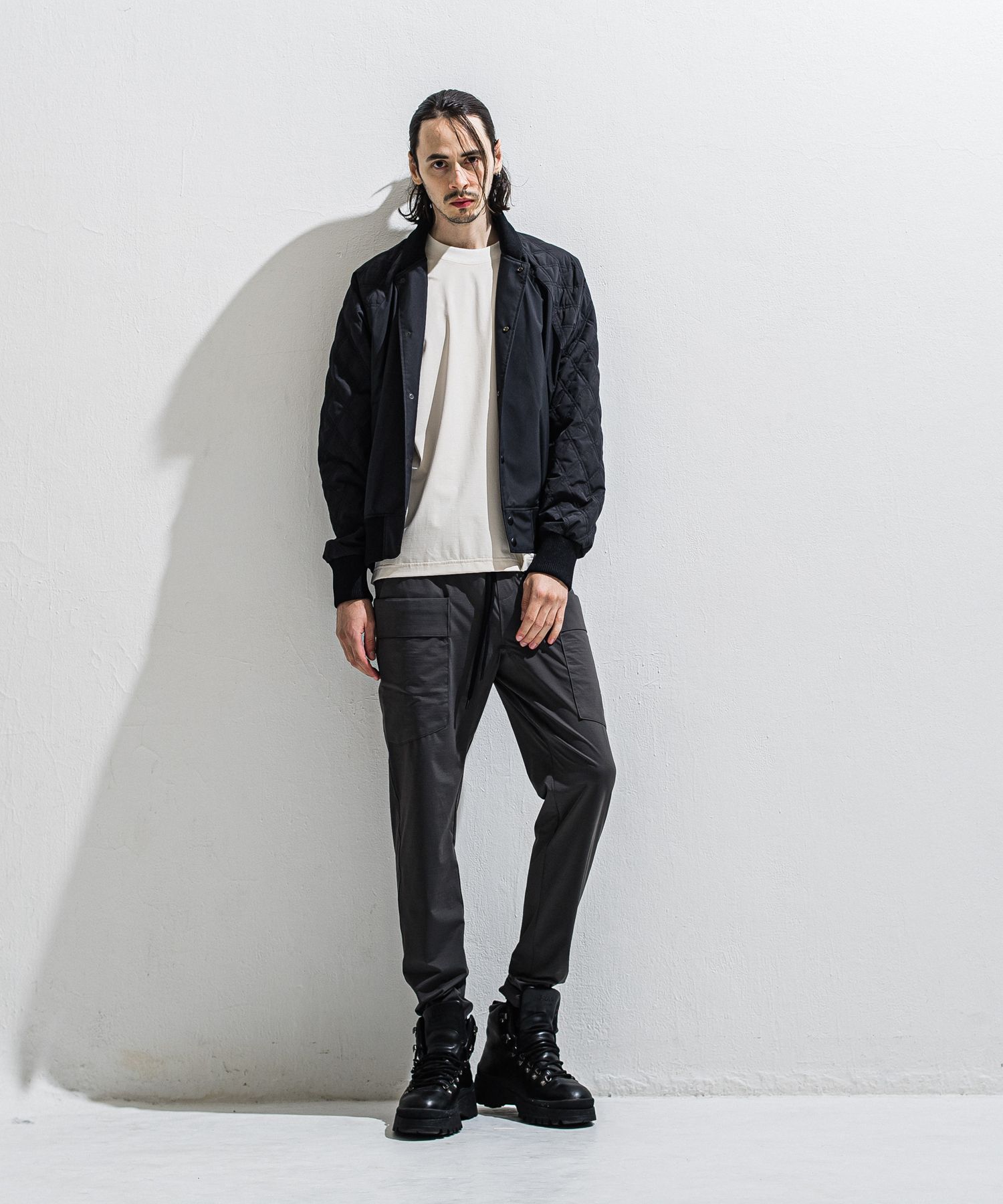 PB VARSITY JACKET / DP1-JK-001 / キルティングナイロンスタジャン / ブラック (2月中旬入荷予定)