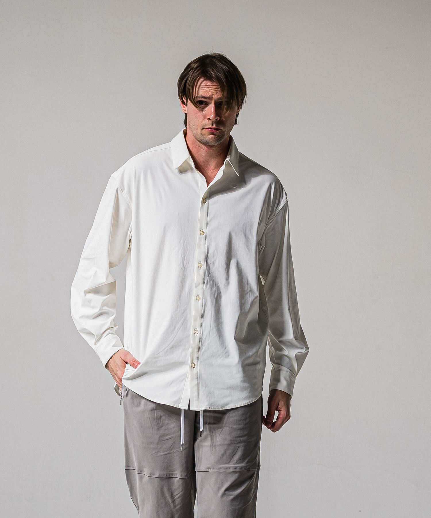 NYLON JACK SHIRTS / RC39-SH-001 / オーバーサイズナイロンシャツ / ホワイト (2月上旬入荷予定)