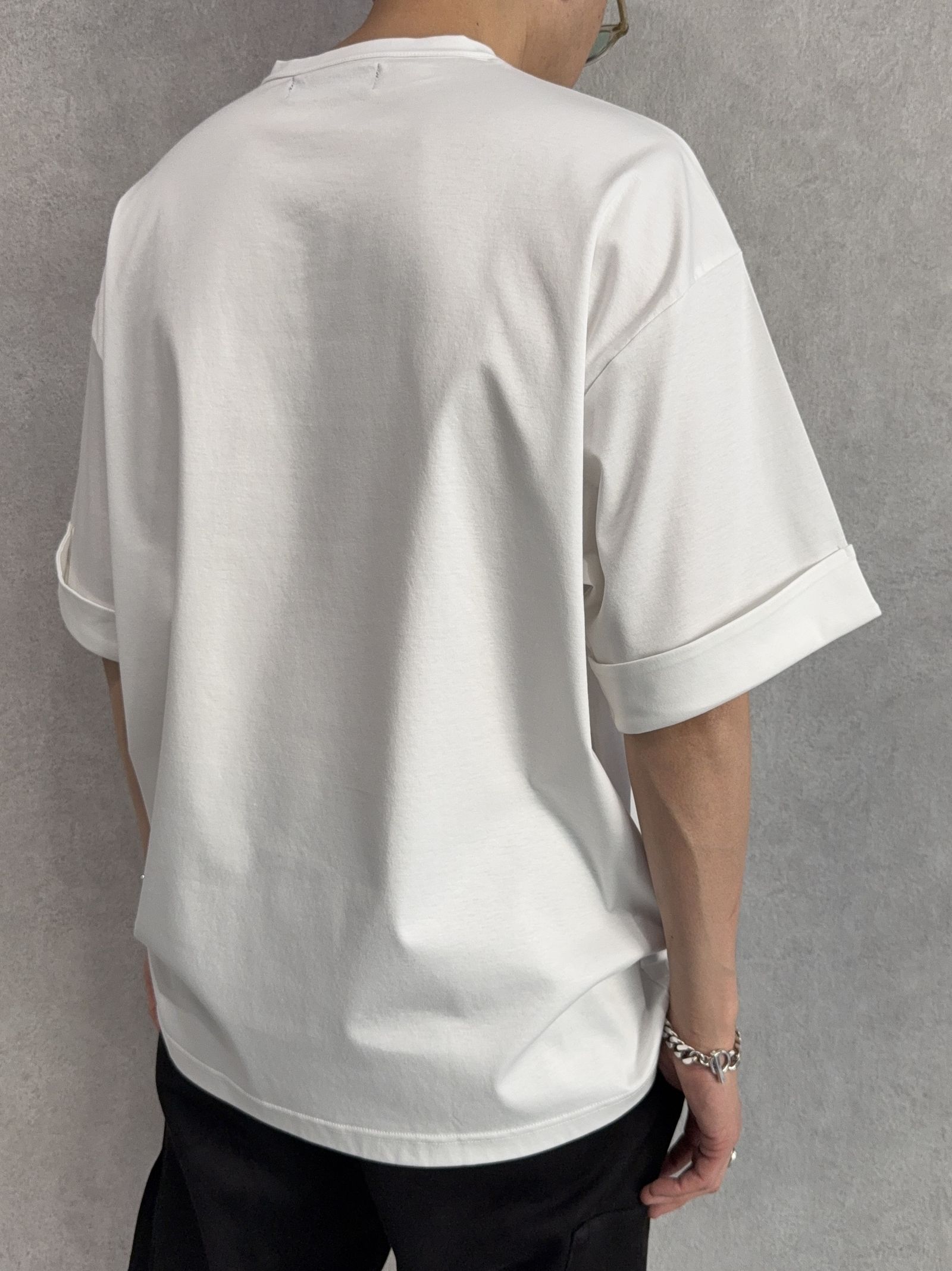 ダブルシルケットロールアップボックスTシャツ / ust-26070 / ホワイト