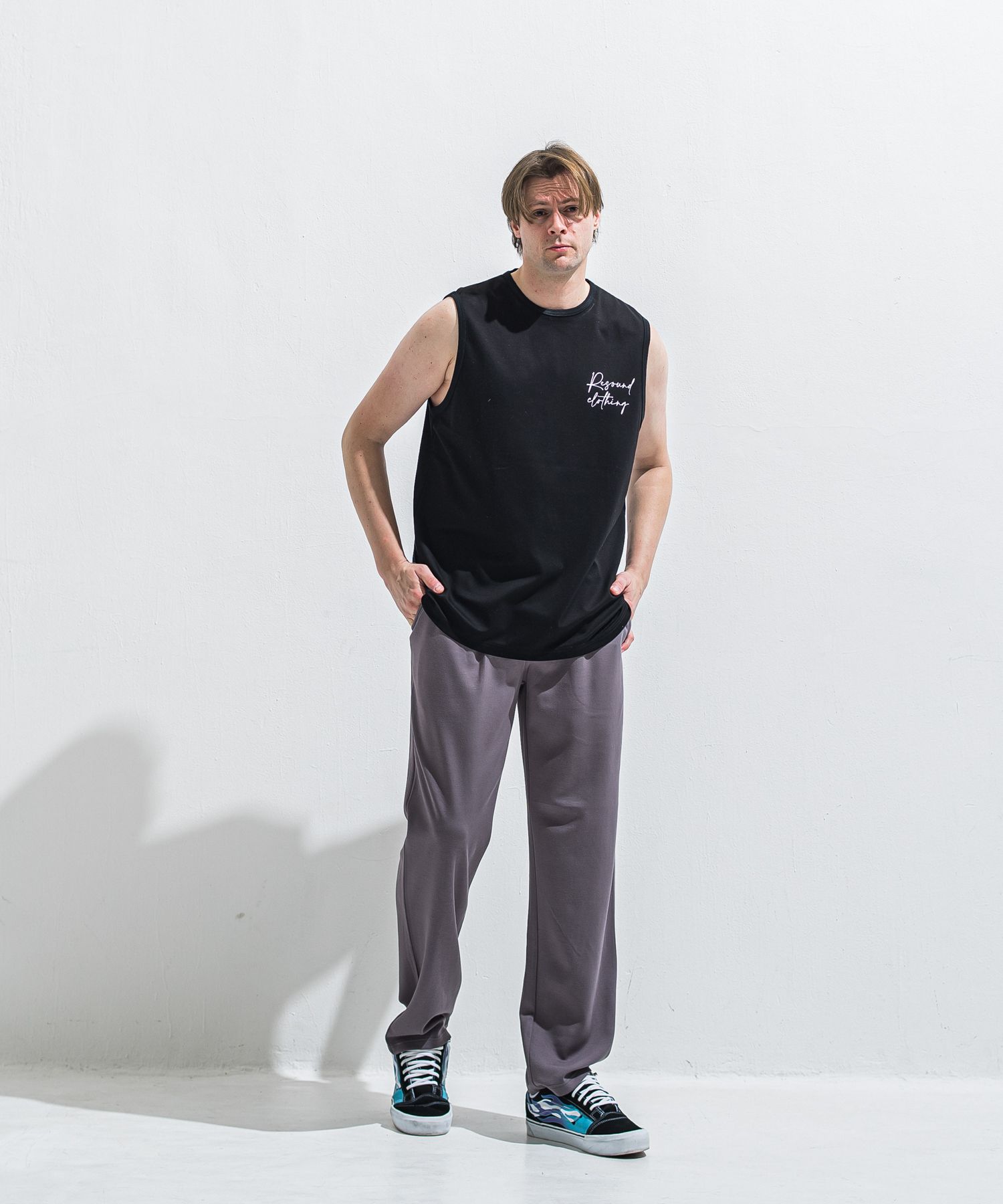 OVER NO SLEEVE / RC40-T-010 / バックロゴメッシュノースリーブ / ブラック (6月上旬入荷予定)