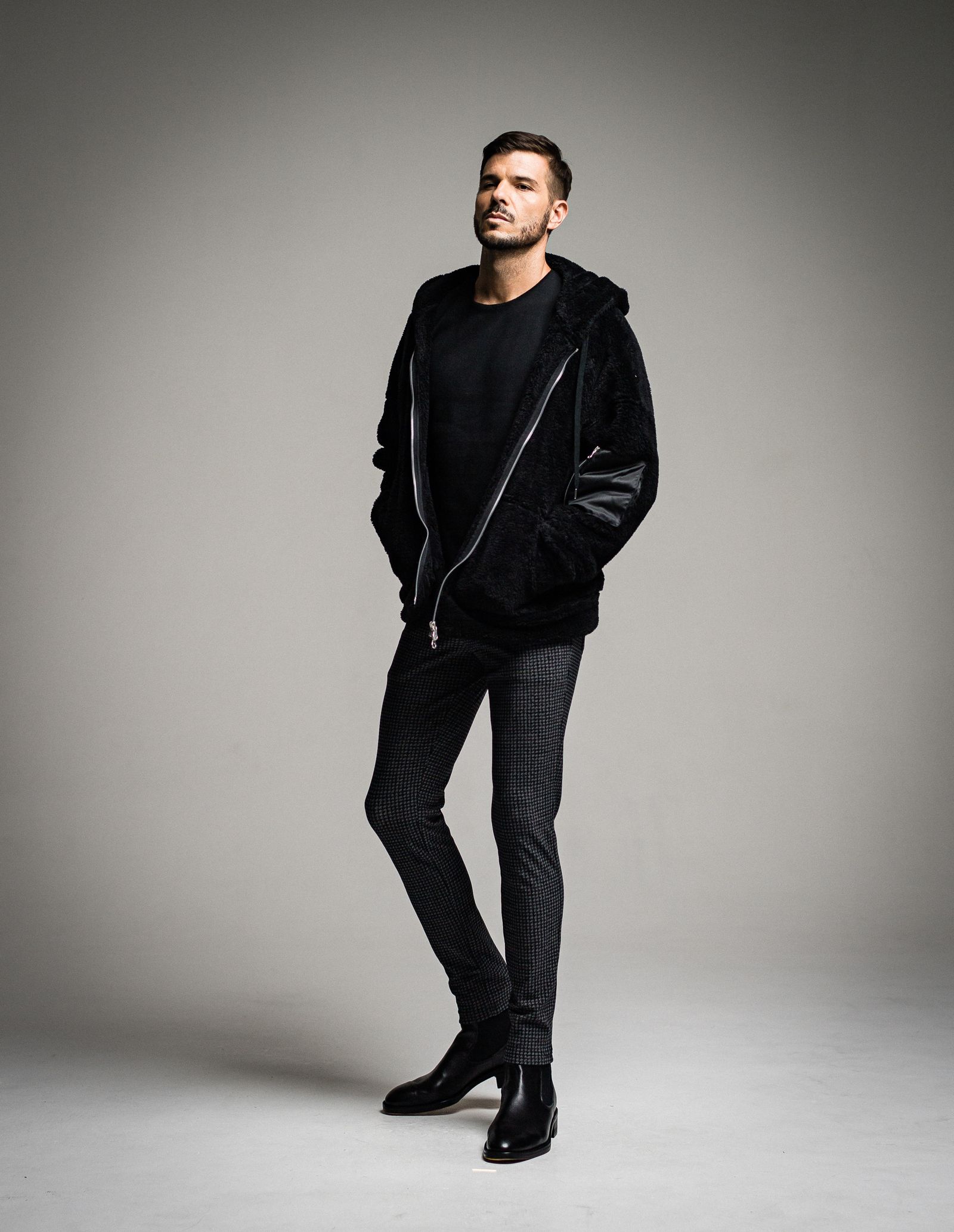 BOA ZIP LOOSE HOODIE / RC26-C-008 / ボアジップパーカー / ブラック
