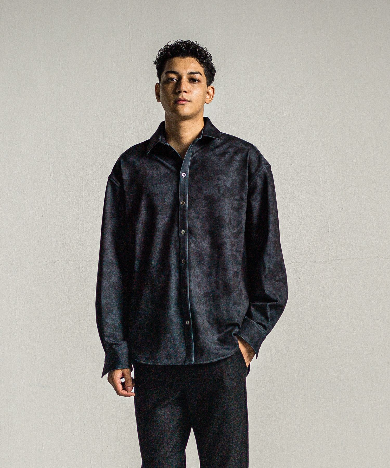 JERSEY JACK SHIRT / RC34-SH-001 / 裏起毛オーバーサイズシャツ / ブラックカモフラ