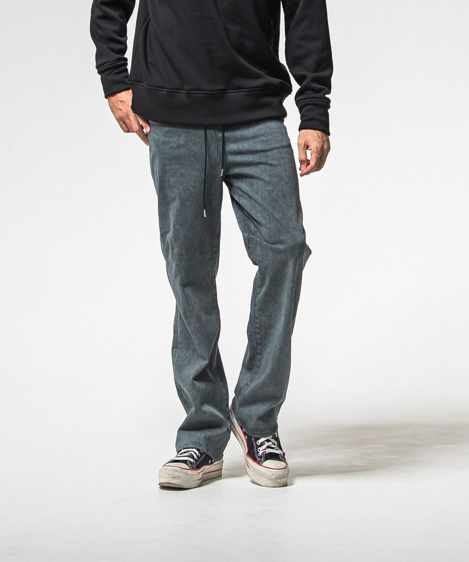 KING DENIM JERSEY / BASIC-ST-005 / デニムジャージバギーワイドパンツ / ピグメントブラック (12月中旬入荷予定)