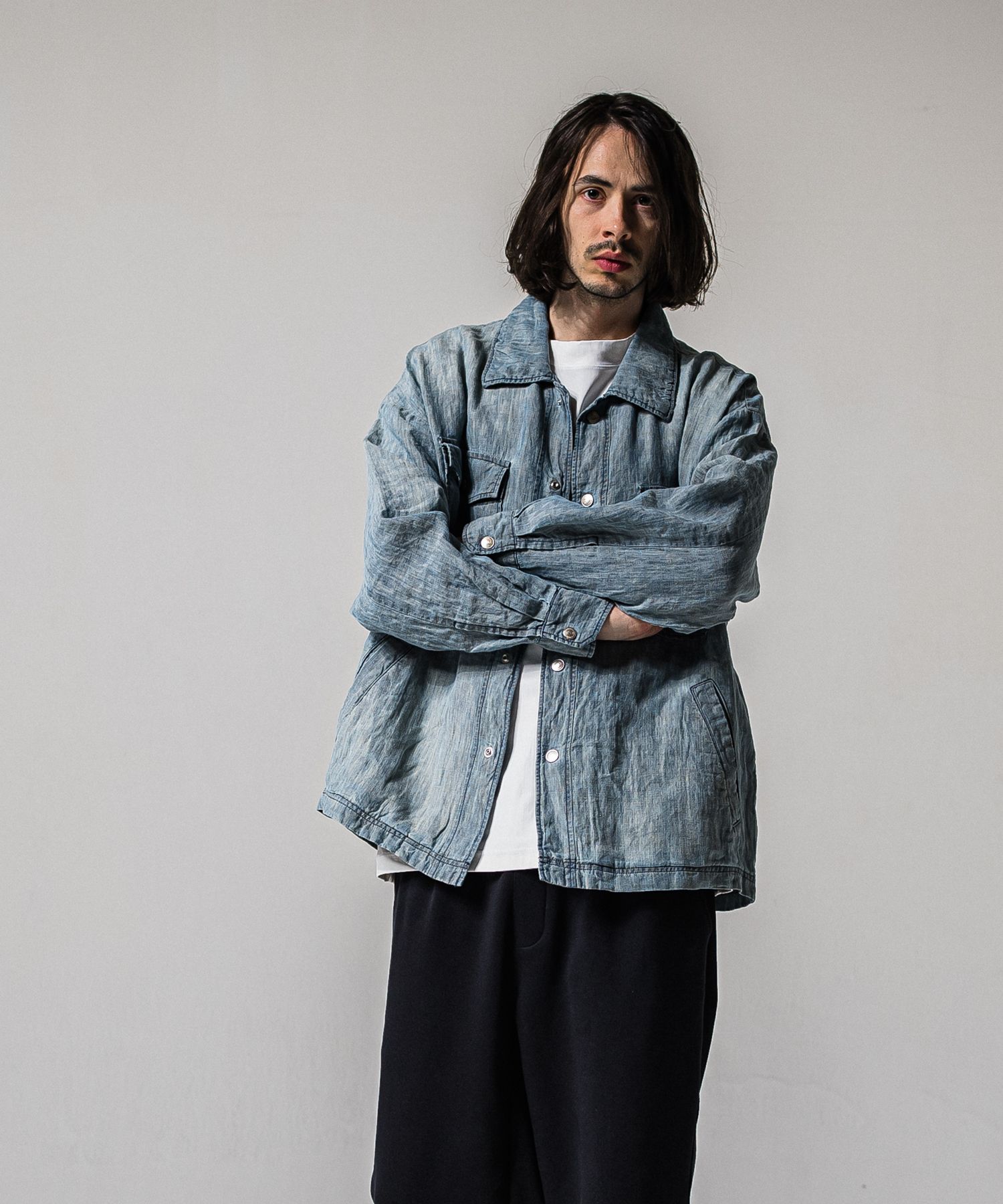 INDIGO LINEN JACK SHIRT / RC39-JK-007 / インディゴリネンシャツジャケット / ライトインディゴ (3月上旬入荷予定)