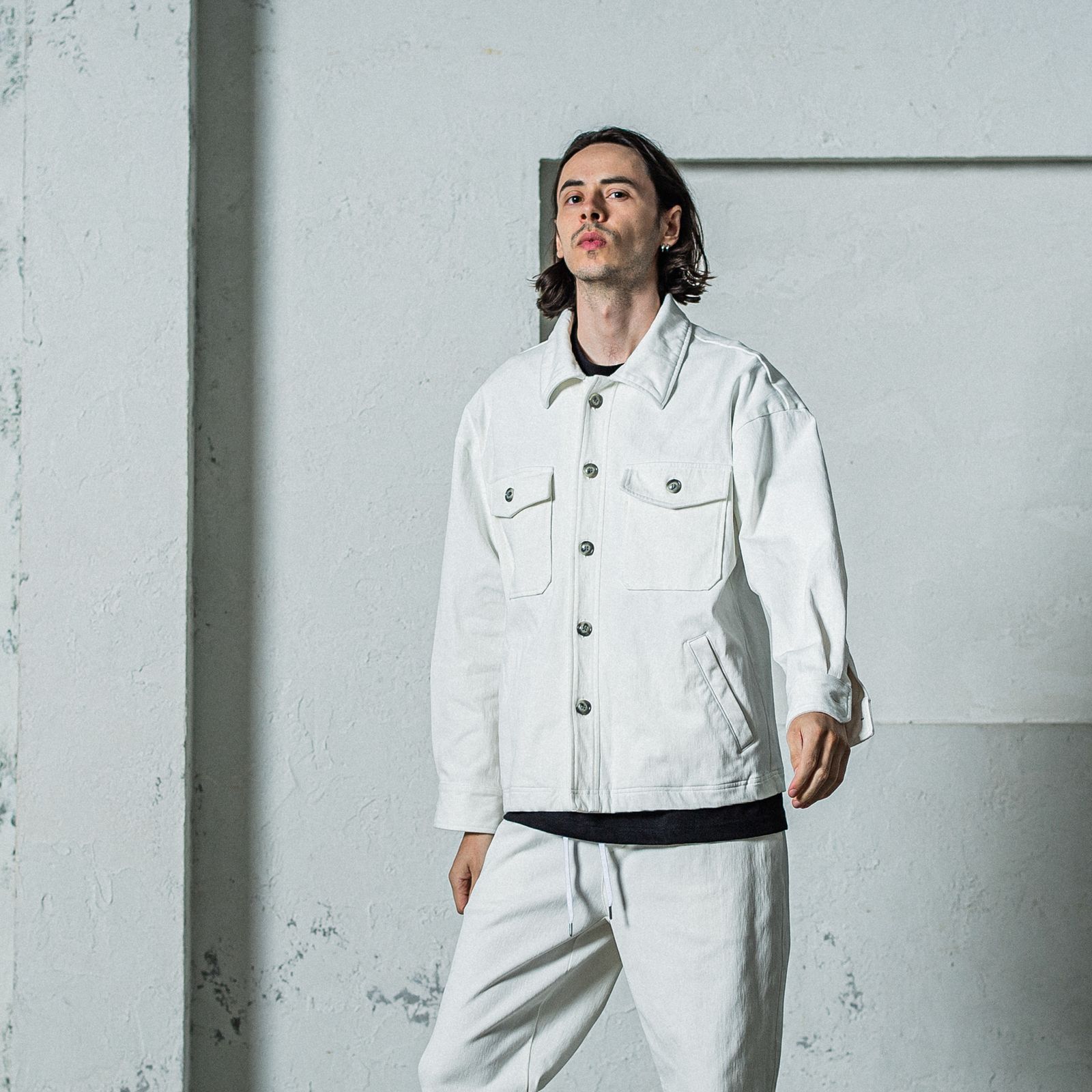 DENIM JERSEY OVER CPO / RC35-JK-002 / デニムジャージCPOジャケット / ホワイト