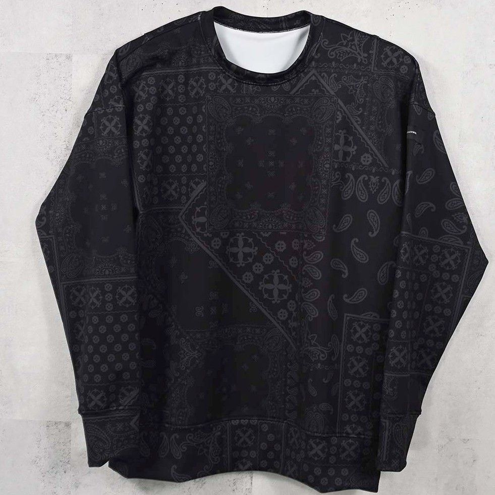 PAISLEY BACK FLEECE DROP TRAINER / RC38-C-008 / 裏起毛ペイズリートレーナー / ブラック (10月中旬入荷予定)