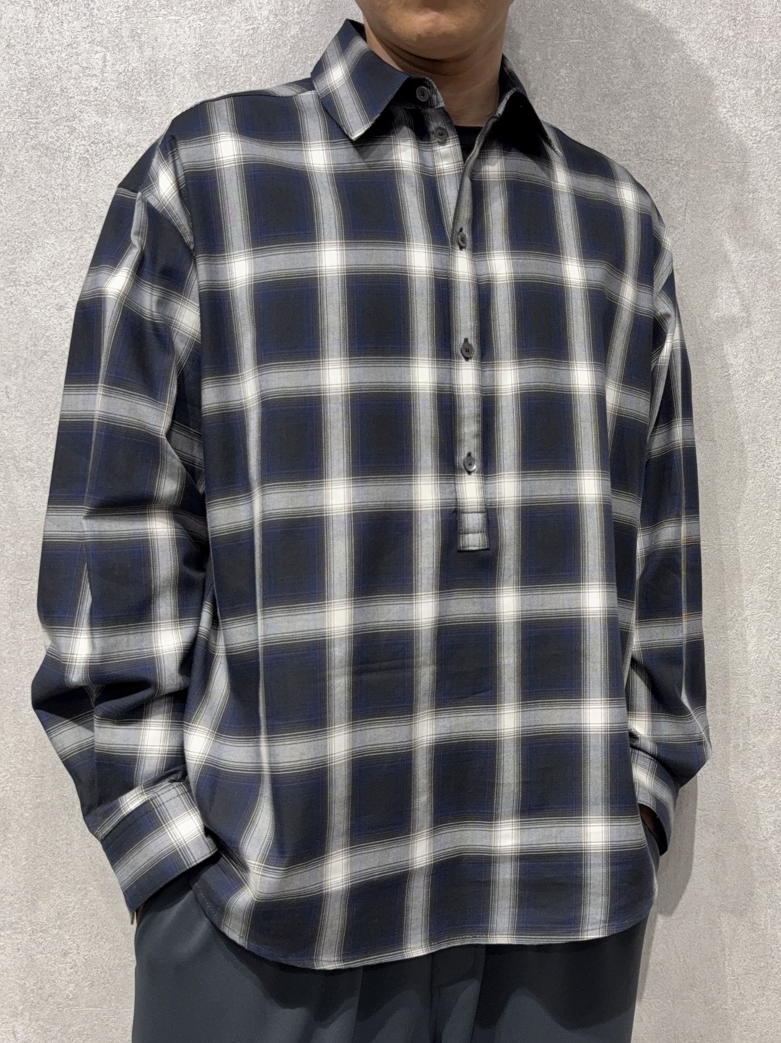 PULL JACK SHIRT / RC39-SH-003 / プルオーバーチェックシャツ / ネイビー