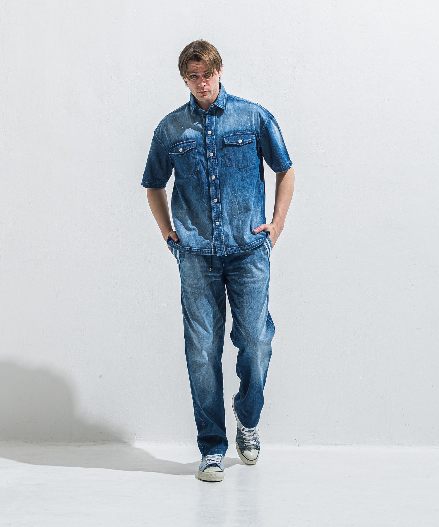 EDGE DENIM SEMI WIDE PT / RC40-ST-014WTD / デニムジャージセミワイドラインパンツ / ダークインディゴ (5月中旬入荷予定)