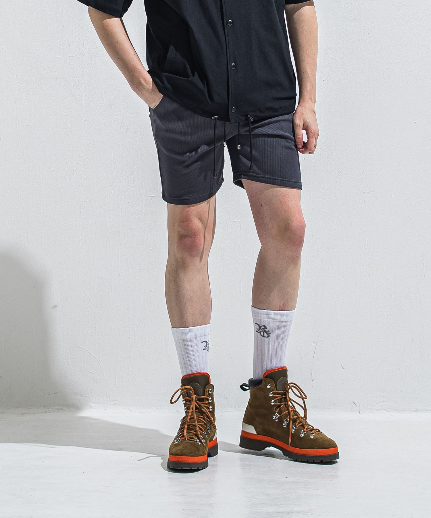 AZE SHORTS / RC40-HP-006 / 高機能畦編みショーツ / チャコール (5月下旬入荷予定)