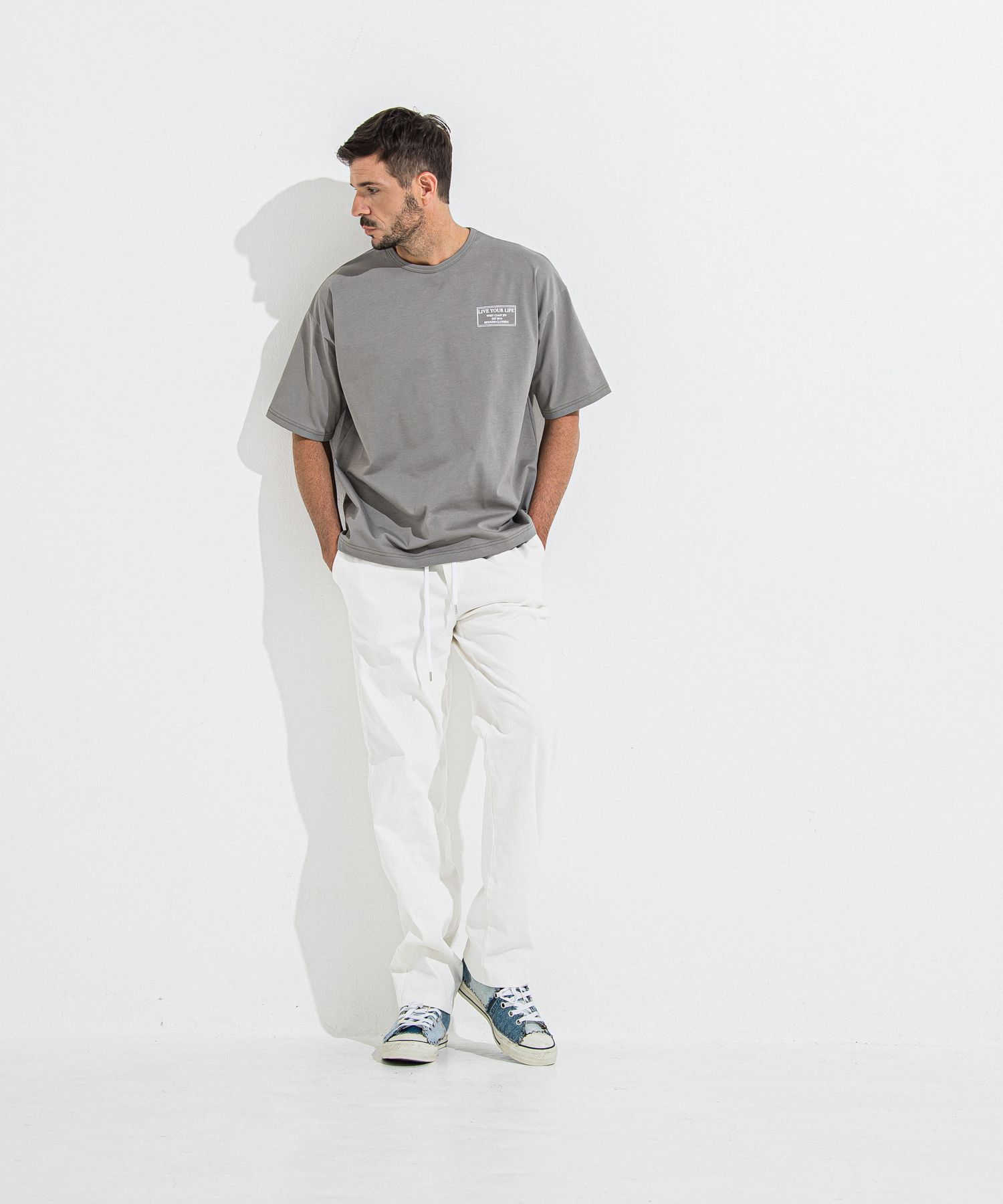 DENIM JERSEY WIDE PT / RC36-ST-016WTD / ライトオンスデニムジャージワイドパンツ / ホワイト