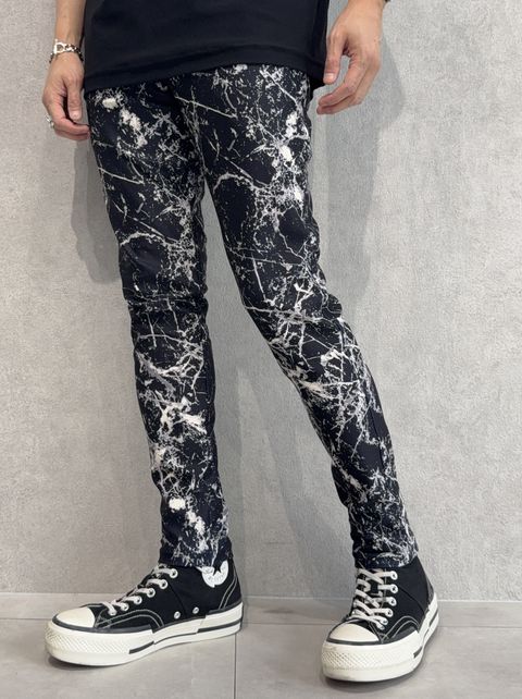 CHRIS EASY PANTS / RC34-ST-016 / ペイント柄イーシーパンツ / ブラック