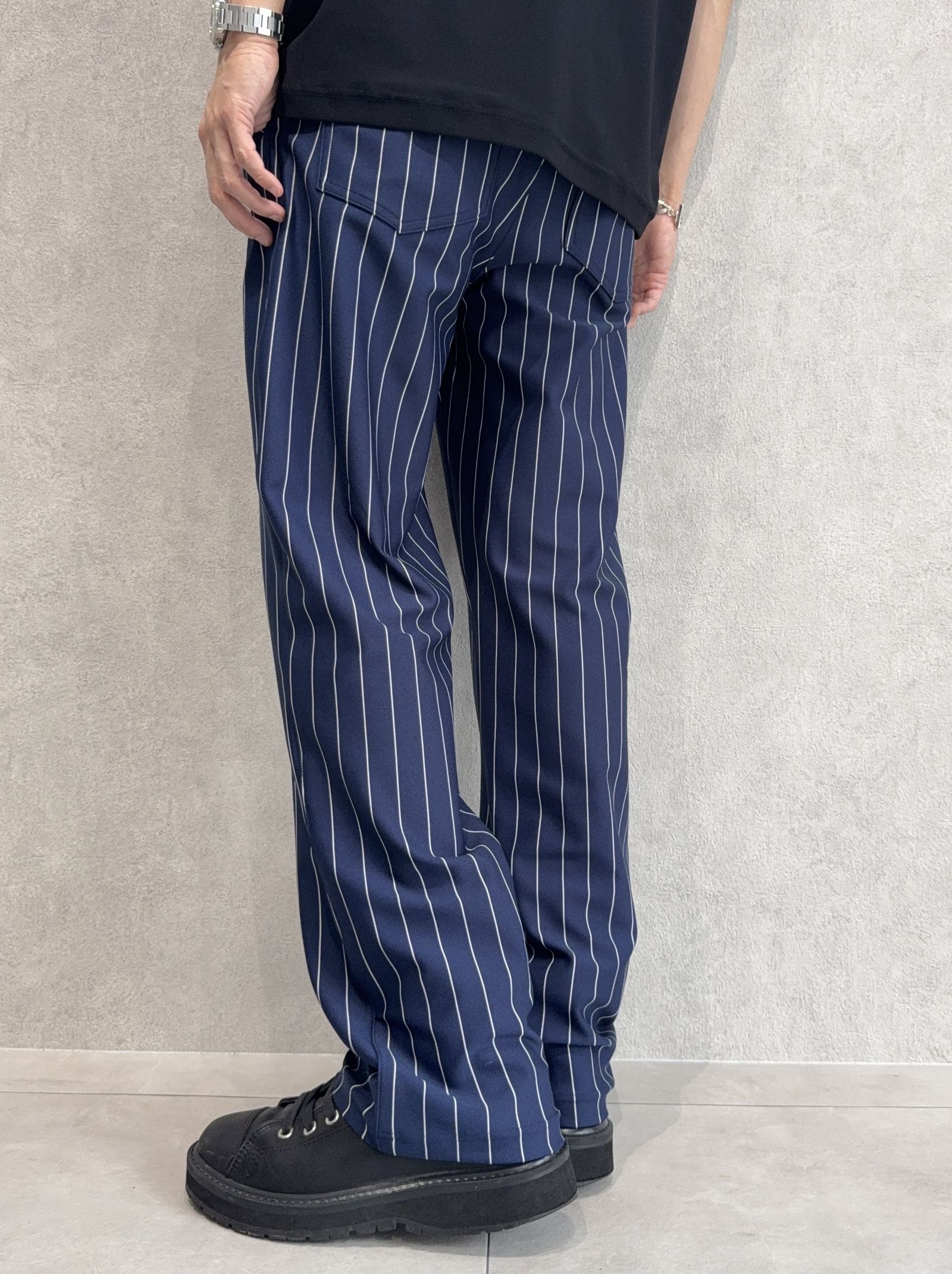 CHRIS EASY WIDE TUCK PANTS / RC35-ST-016WT / ワイドタックパンツ / ネイビーストライプ