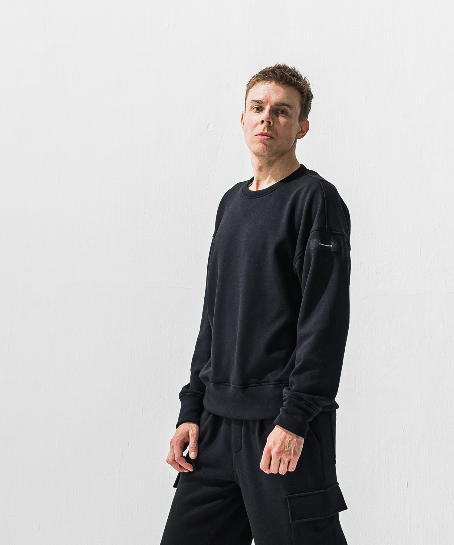 PIN ST RC VELOURS FLEECE DROP TRAINER / RC42-C-006 / 裏起毛バックロゴトレーナー / ブラック (11月上旬入荷予定)