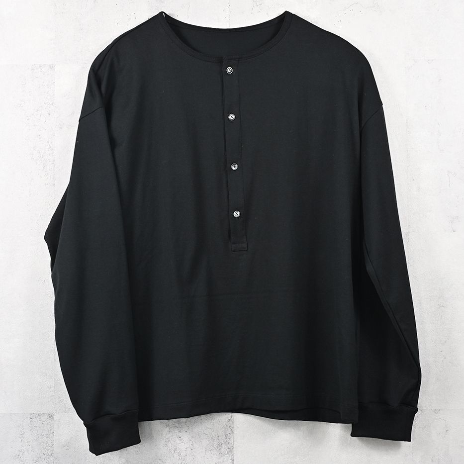 OVER HENRY LONGSLEEVE / RC41-T-004 / オーバーサイズヘンリーネック長袖Tシャツ / ブラック (7月中旬入荷予定)
