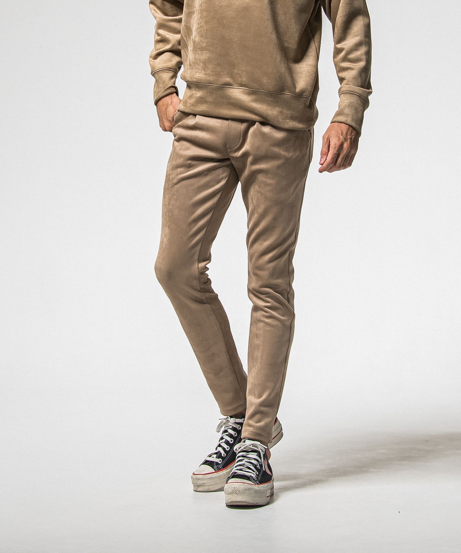 CHRIS EASY SUEDE TUCK  PANTS / RC38-ST-016T / スエードイージータックパンツ / ブラウン (1月上旬入荷予定)