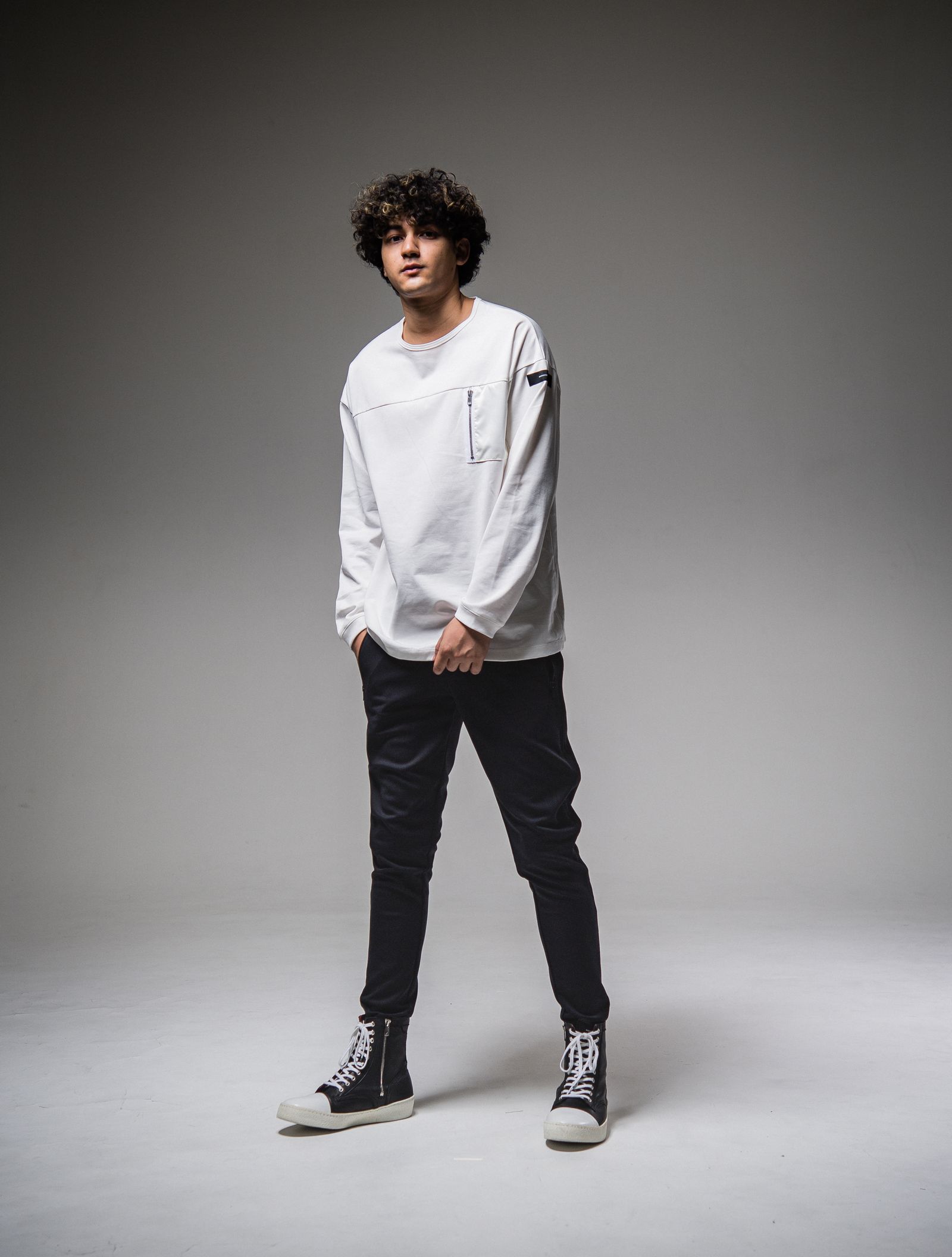 NYLON POCKET LOOSE LONG SLEEVE / RC25-T-002 / ナイロンポケットビッグロングTシャツ / ホワイト※