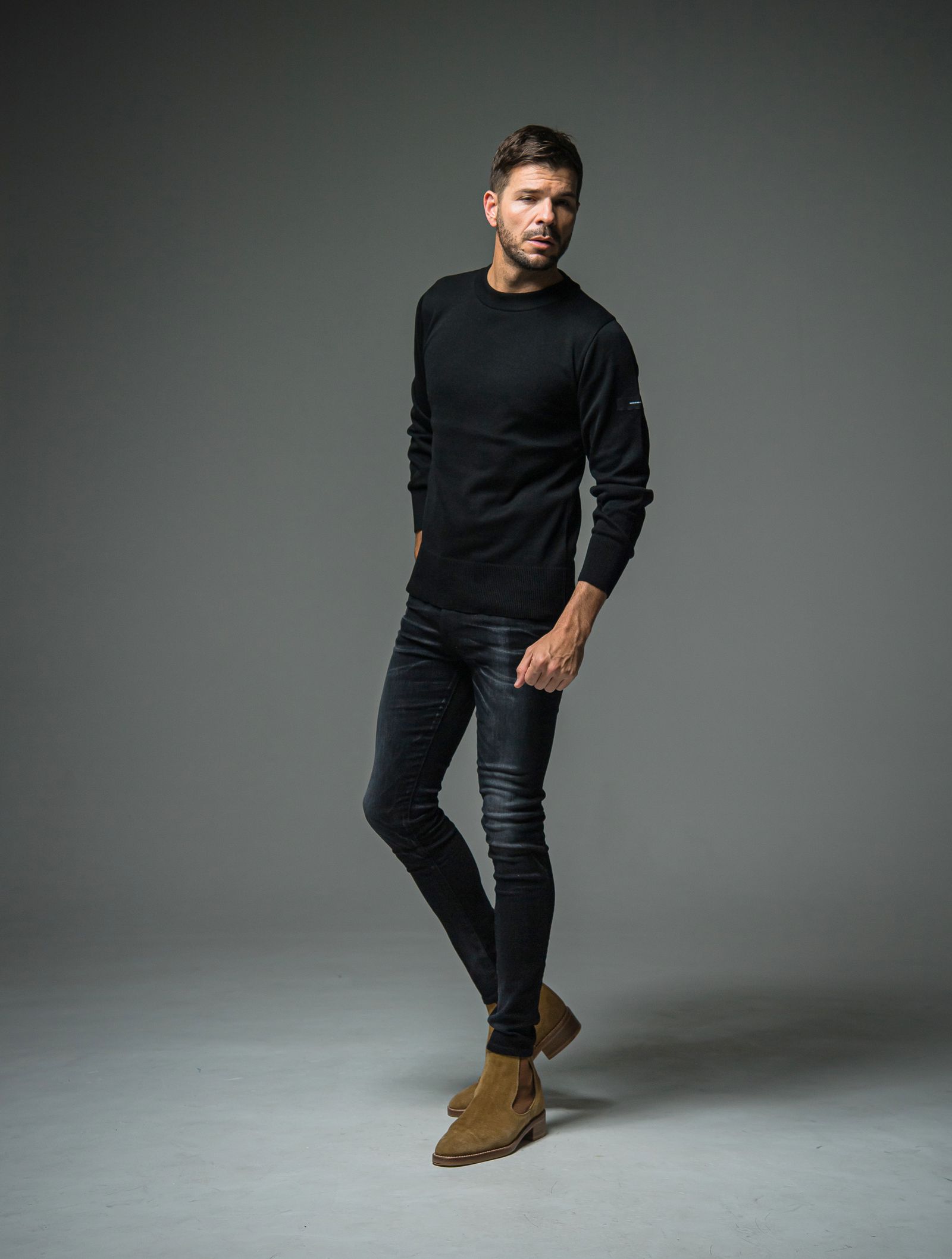 SILK KNT LONG SLEEVE / RC29-K-001 / 無地コットンニット / ブラック