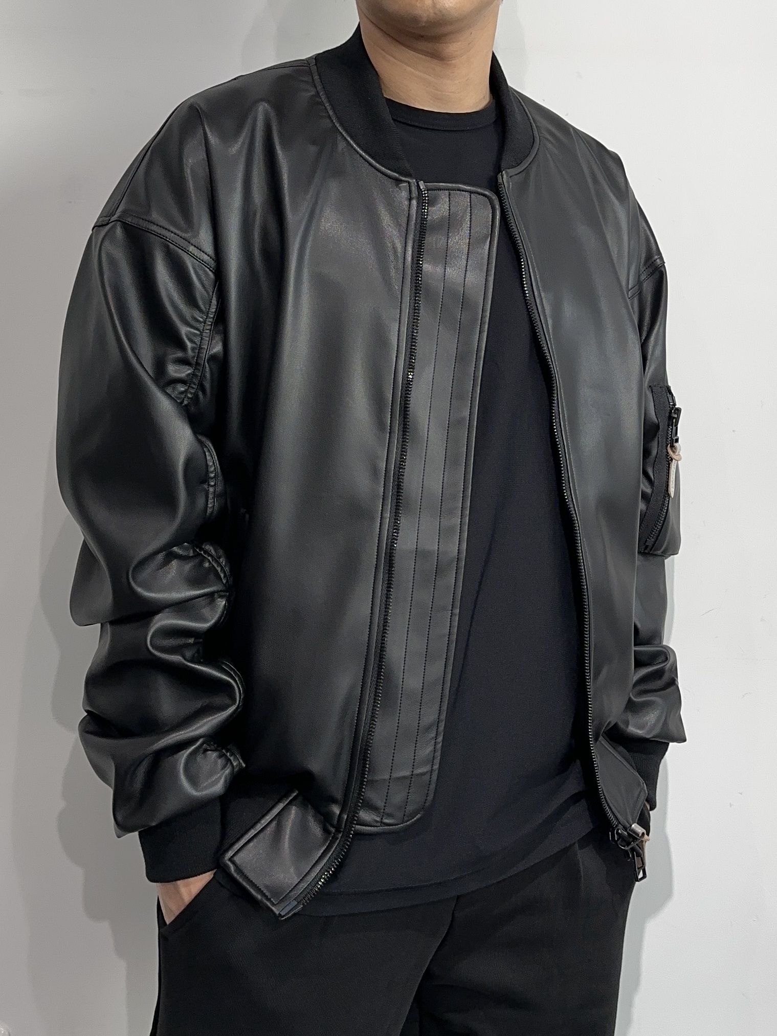 DAVID JACKET / RC33-JK-003 / MA-1 / エコレザーブラック