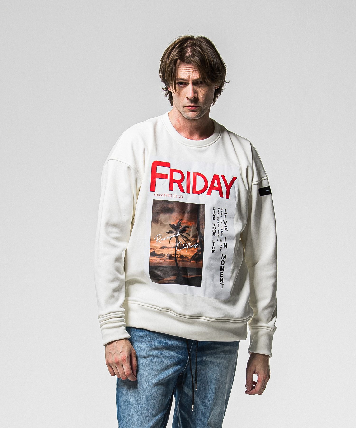 【FRIDAYコラボ】 FRIDAY OLD COVER VELOURS FLEECE TRAINER / RCF1-C-002 / 裏起毛FRIDAYオールドカバートレーナー / ホワイト (11月上旬入荷予定)