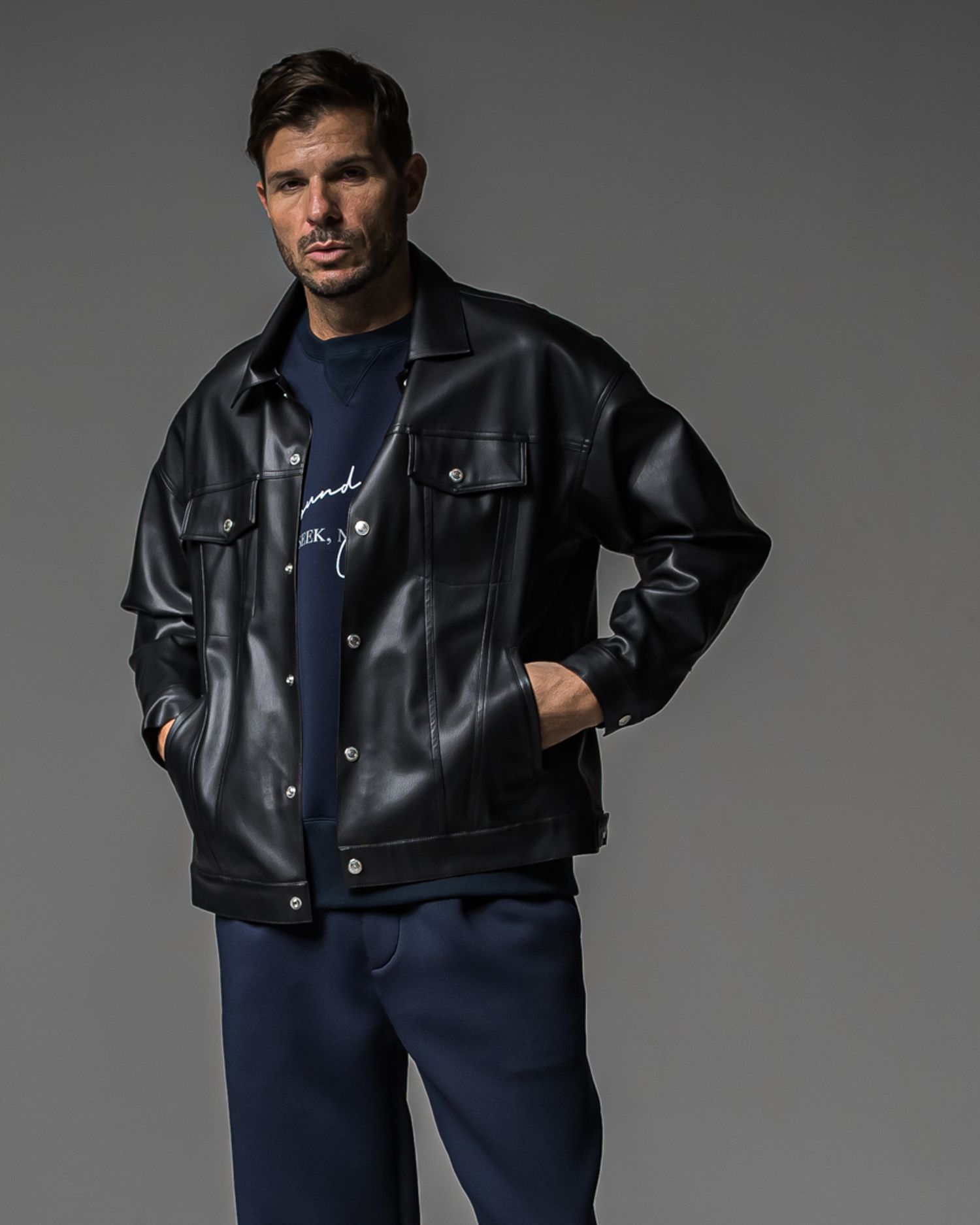 LEATHER OVER 3RD G / RC37-JK-006 / エコレザー3RD型Gジャン / ブラック (9月下旬入荷予定)