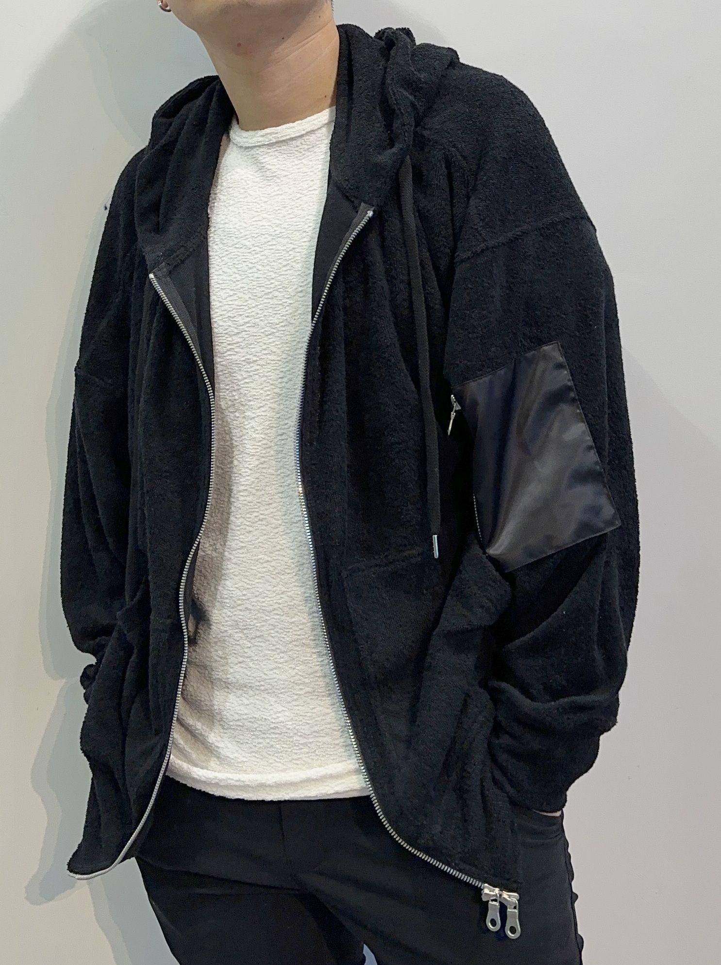 WEST PILE ZIP LOOSE HOODIE / RC27-C-008 / パイルジップパーカー / ブラック