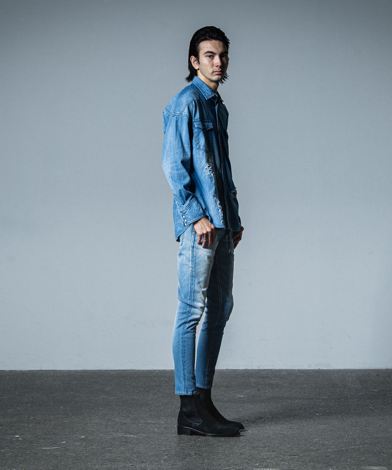 MICK DENIM JERSEY / RC33-ST-020 / デニムジャージテーパードパンツ / インディゴユーズド