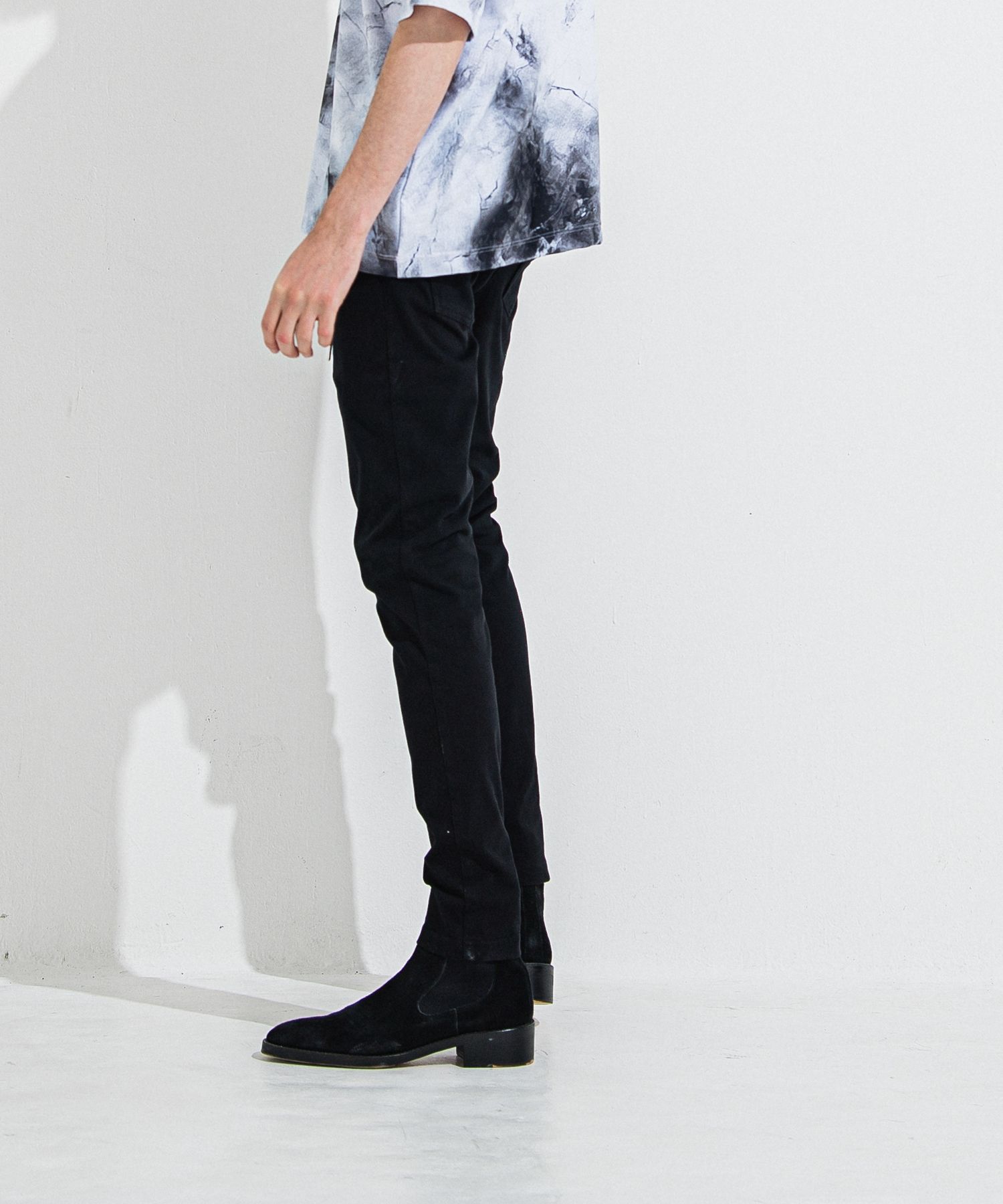DENIM JERSEY CHRIS EASY TUCK PT / RC36-ST-016TD / ライトオンスデニムジャージイージータックパンツ / ブラック