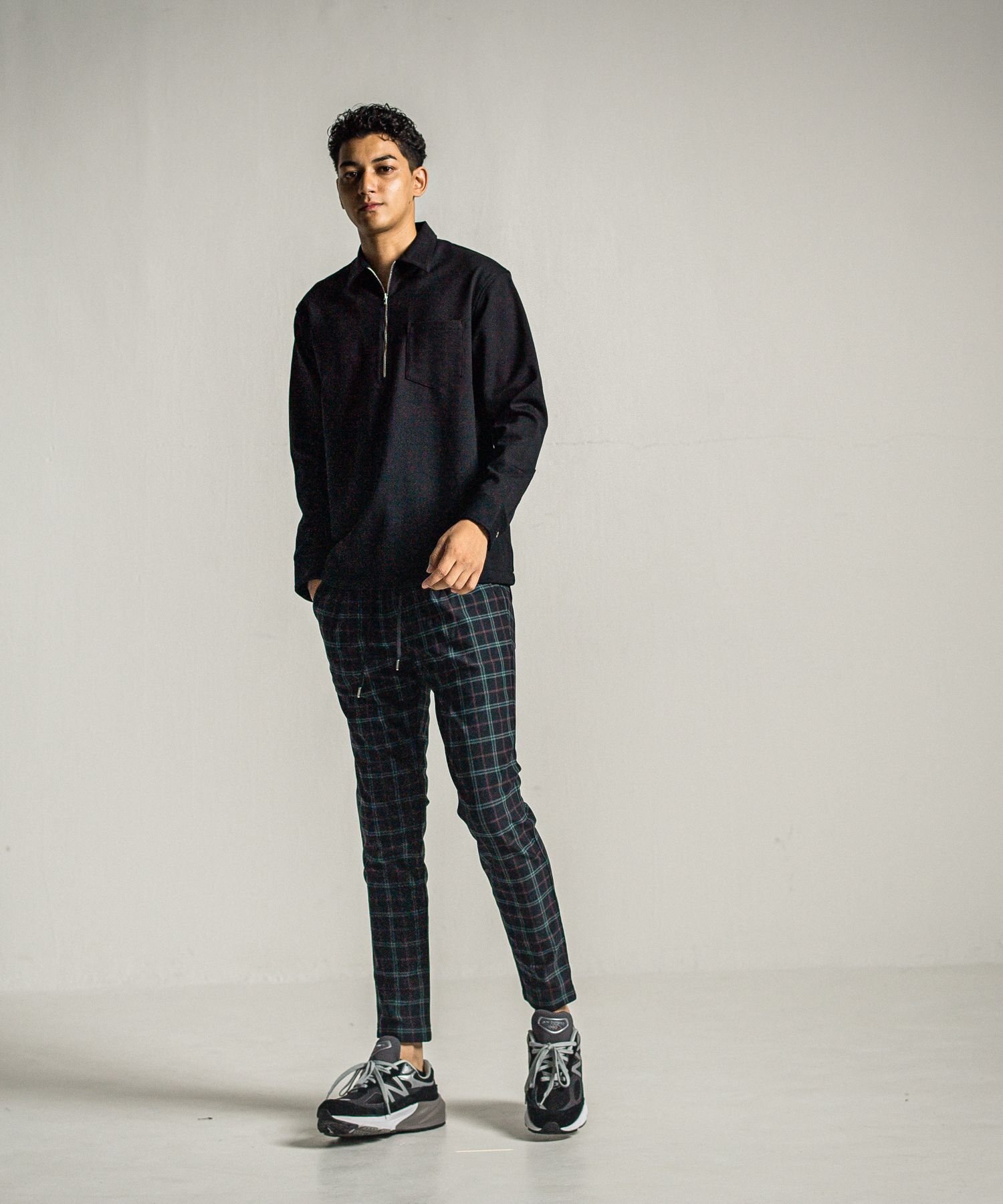 PULLOVER JERSEY SHIRT / RC34-SH-002 / 裏起毛ハーフジップシャツ / ブラック