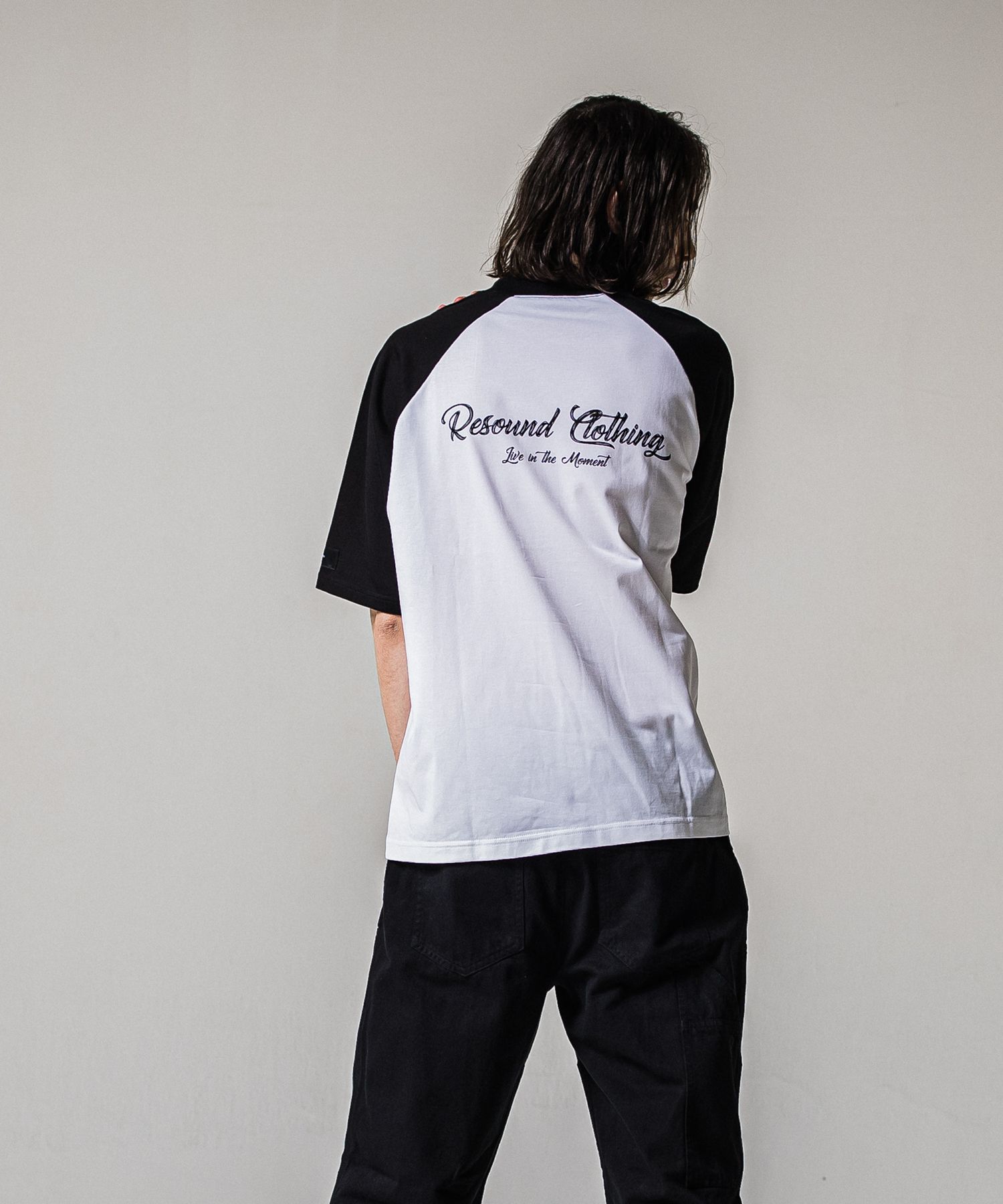 BACK RC RAGLAN OVER TEE / RC39-T-001 / バックロゴラグランビッグTシャツ / ホワイト×ブラック (4月上旬入荷予定)