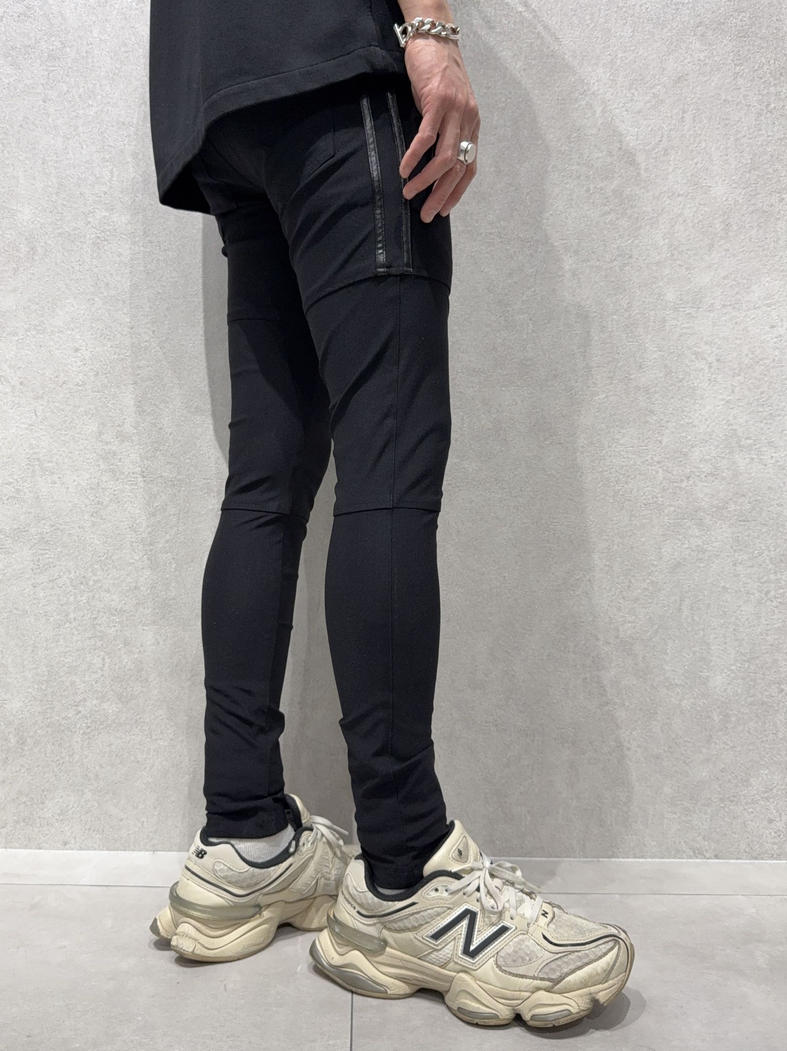 JOHNSON LINE NYLON PT / BASIC-ST-009 / ジョンソンナイロンラインパンツ / ブラック×レザーブラック