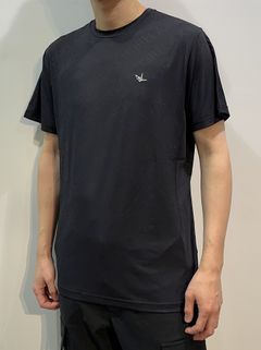 総柄モックネック半袖ナイロンTシャツ / ust-23025 / ブラック