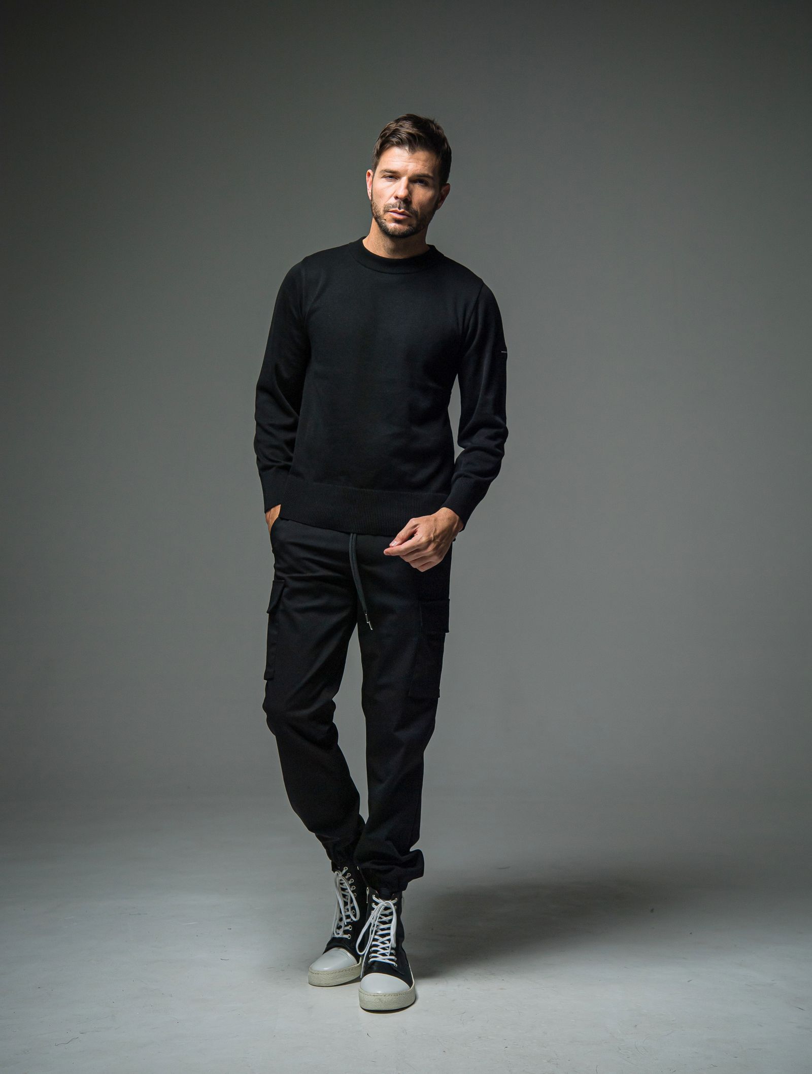 SILK KNT LONG SLEEVE / RC29-K-001 / 無地コットンニット / ブラック