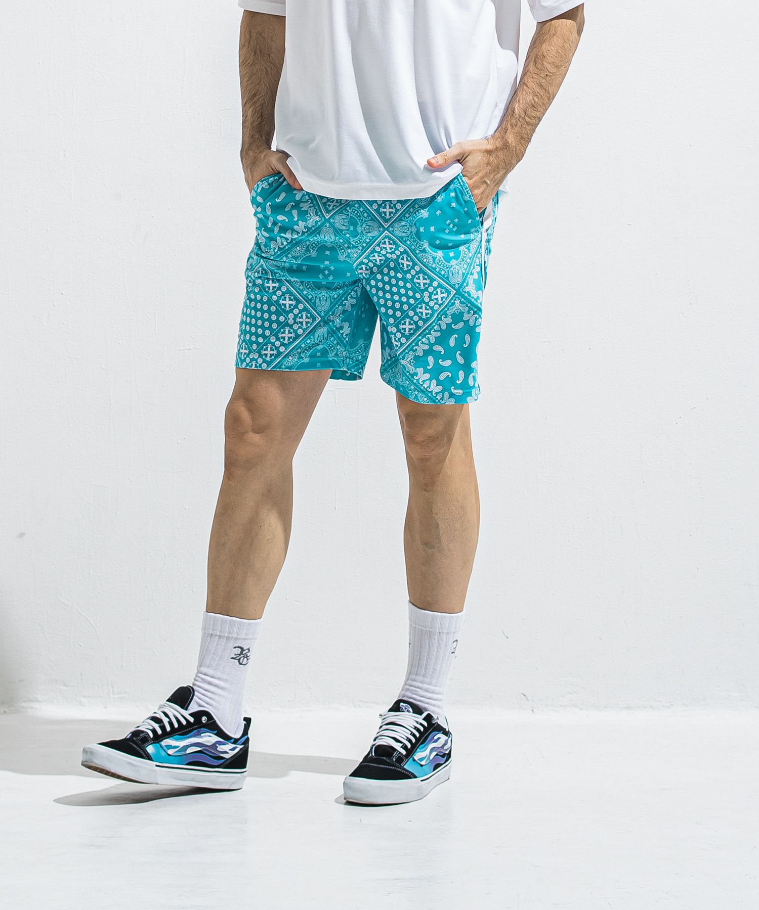 RUSH SHORTS / RC40-HP-002 / ラッシュガードショーツ / バンダナブルーグリーン (5月下旬入荷予定)