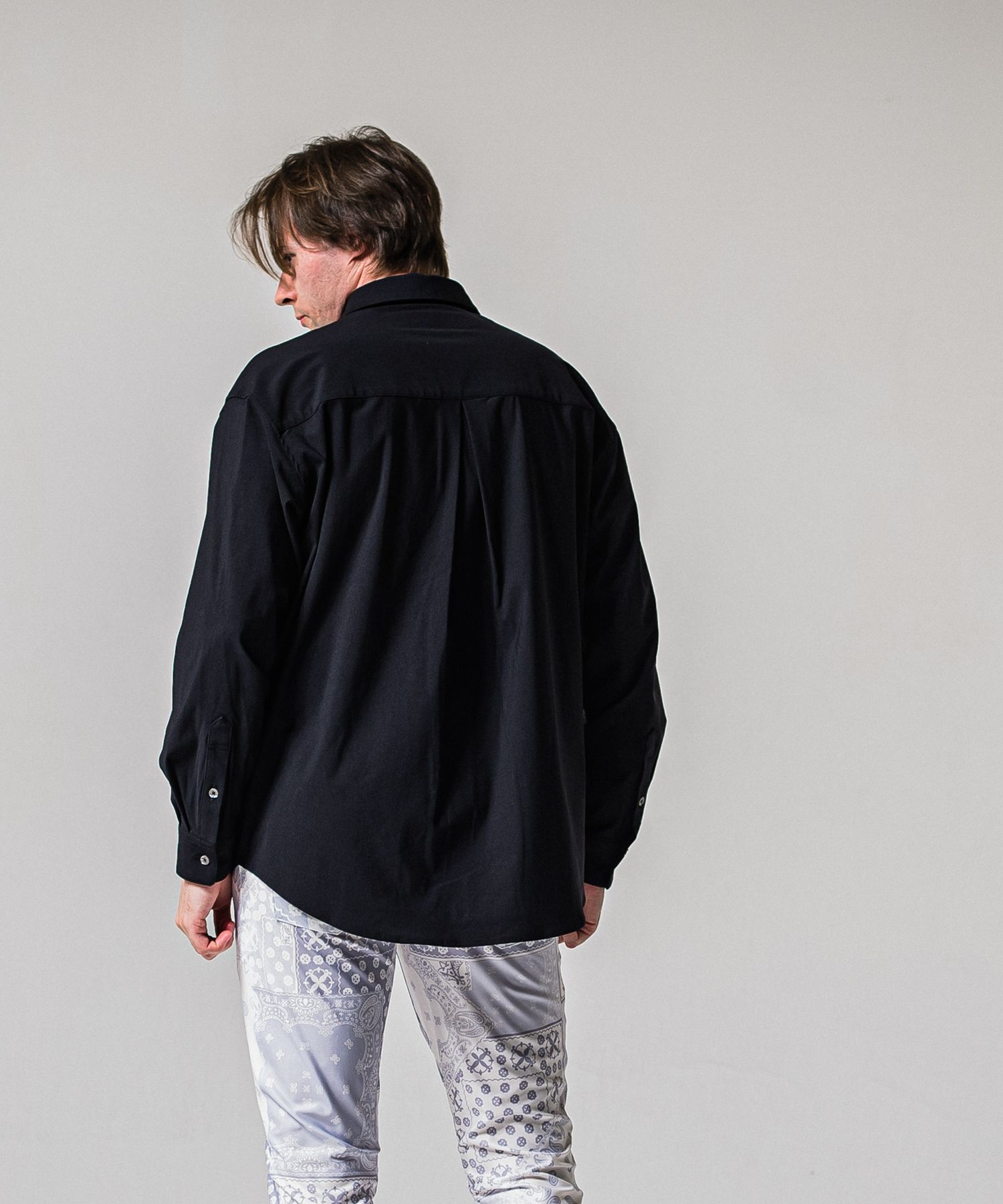 NYLON JACK SHIRTS / RC39-SH-001 / オーバーサイズナイロンシャツ / ブラック (2月上旬入荷予定)