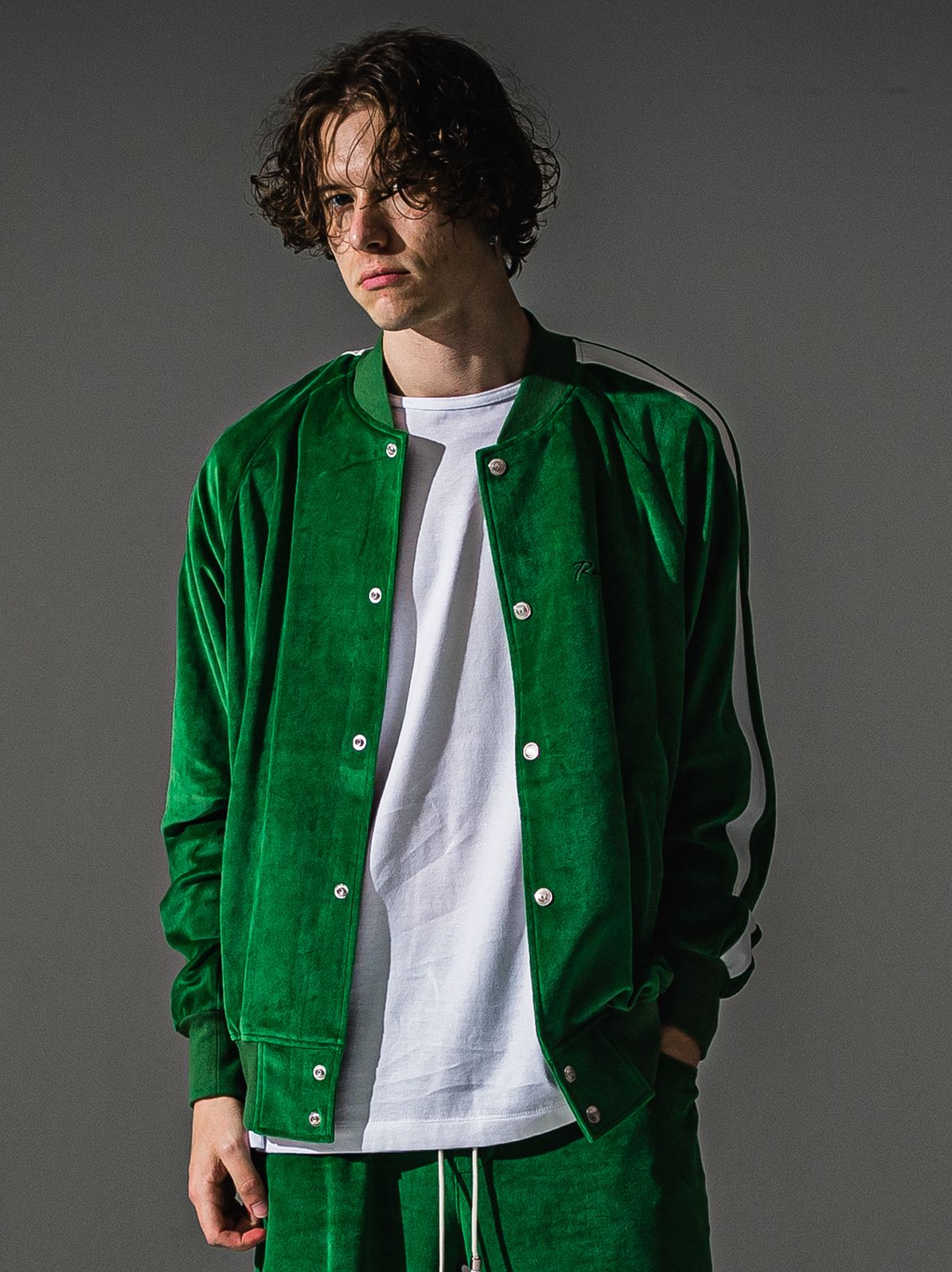 VELOURS VARSITY / RC41-C-005 / ベロアトラックスタジャン / グリーン (9月中旬入荷予定)