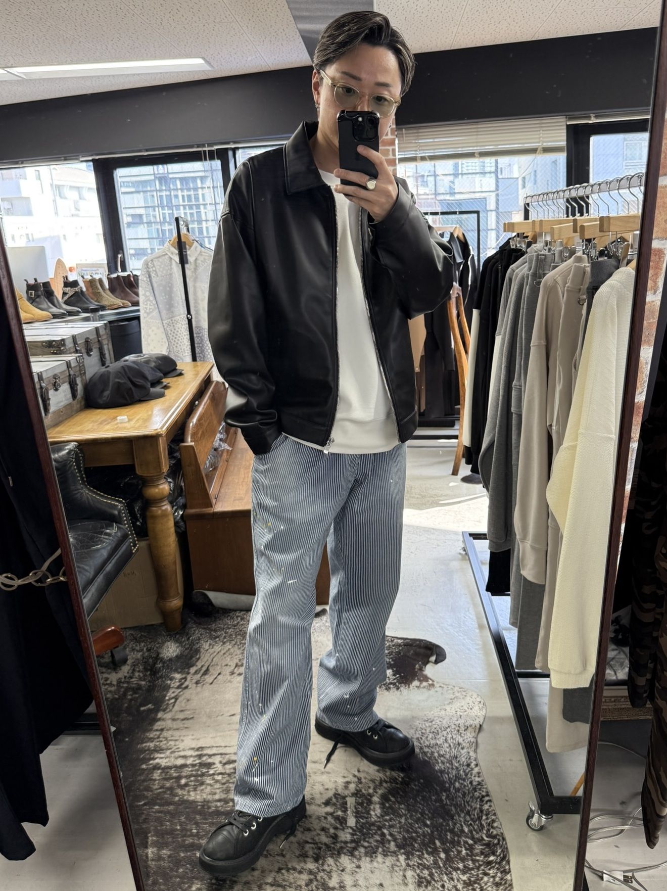 LEATHER SP JK / RC41-JK-005 / エコレザーシングルライダース / ブラック (9月下旬入荷予定)
