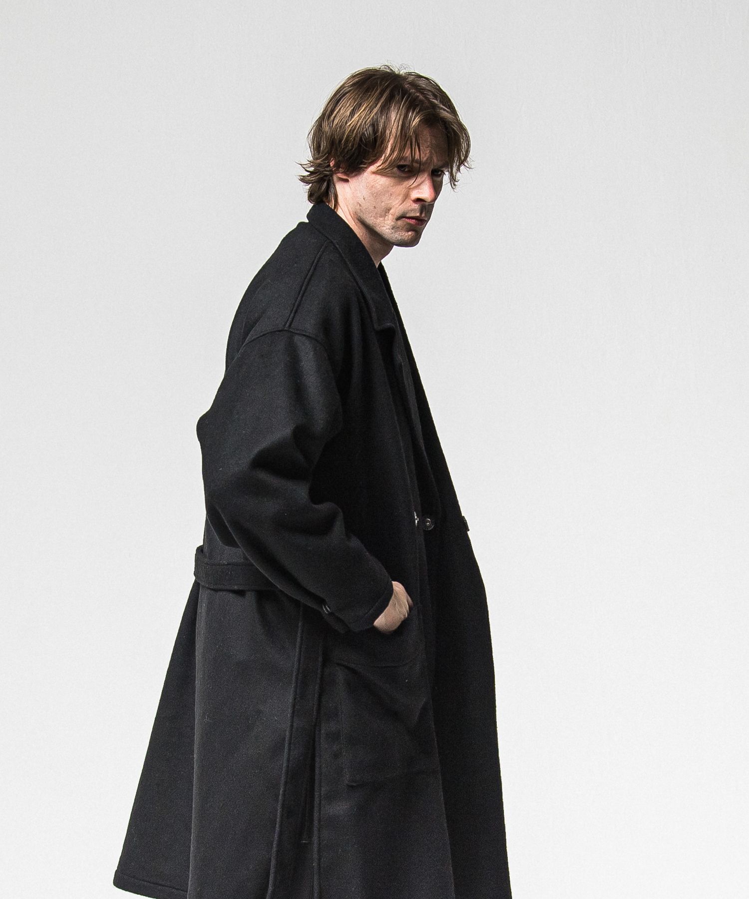 GOWN OVER COAT / RC38-JK-004 / オーバーサイズガウンコート / ブラック (11月上旬入荷予定)
