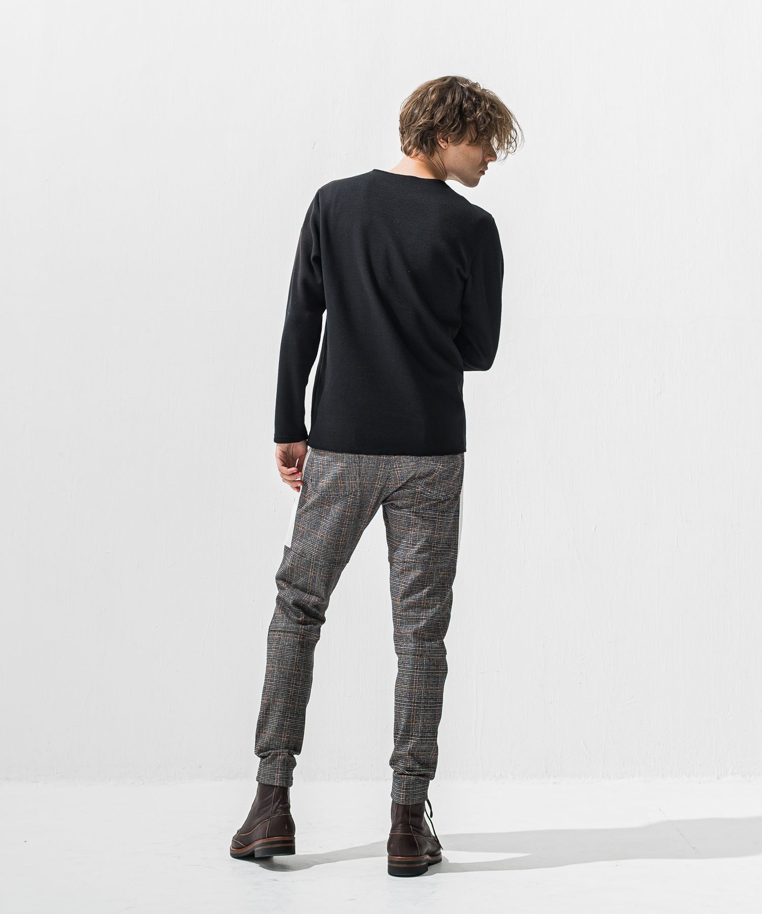 JT HEAT CHECK PT / RC42-ST-045 / 裏起毛切り替えラインタックパンツ / グレンチェック グレー×オレンジ (11月中旬入荷予定)