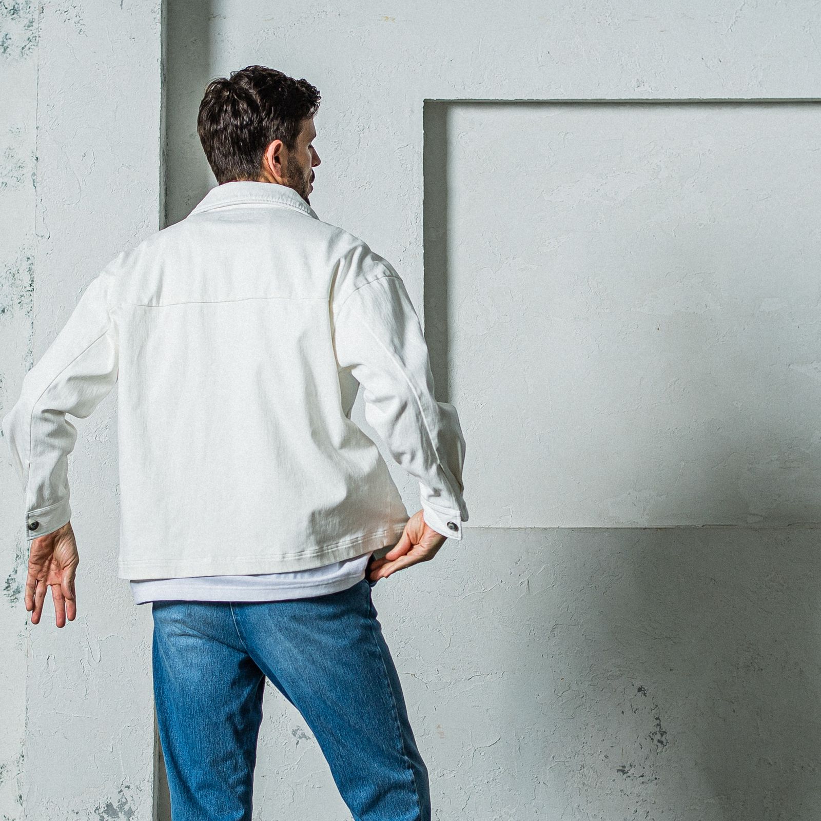 DENIM JERSEY OVER CPO / RC35-JK-002 / デニムジャージCPOジャケット / ホワイト
